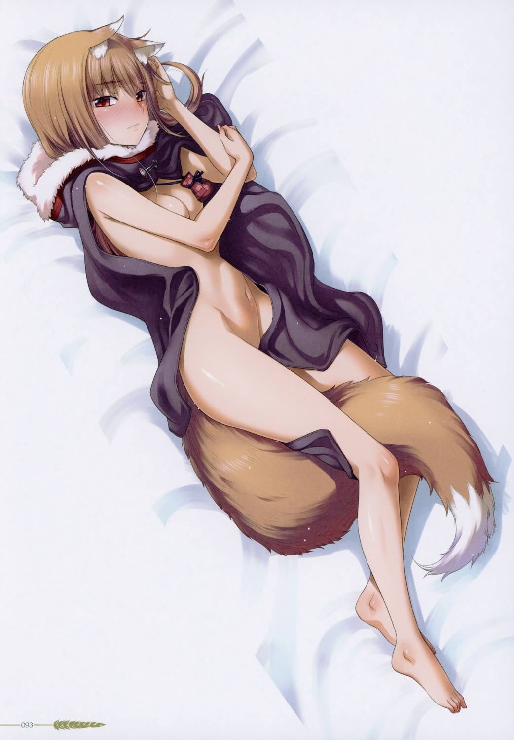 animal_ears breast_hold holo koume_keito naked_cape spice_and_wolf tail