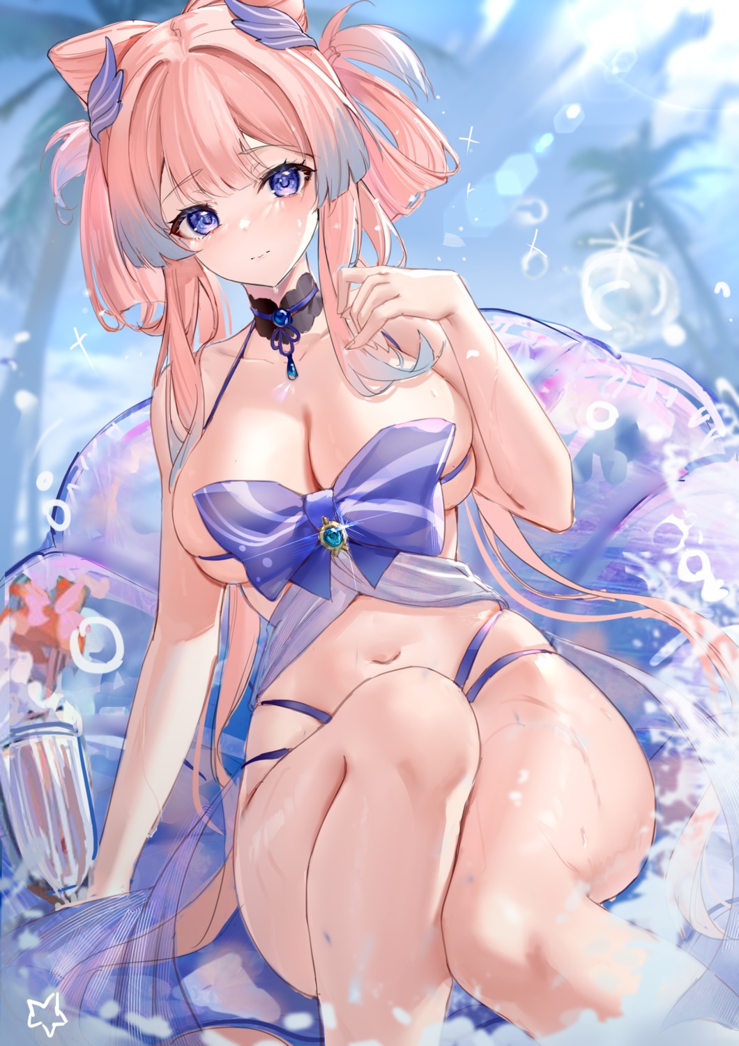 bikini genshin_impact sangonomiya_kokomi swimsuits wenbugu wet