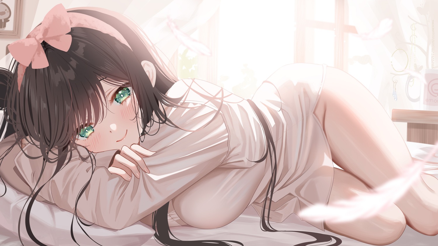 bottomless dress_shirt emoco indie_virtual_youtuber piyopoyo see_through wallpaper