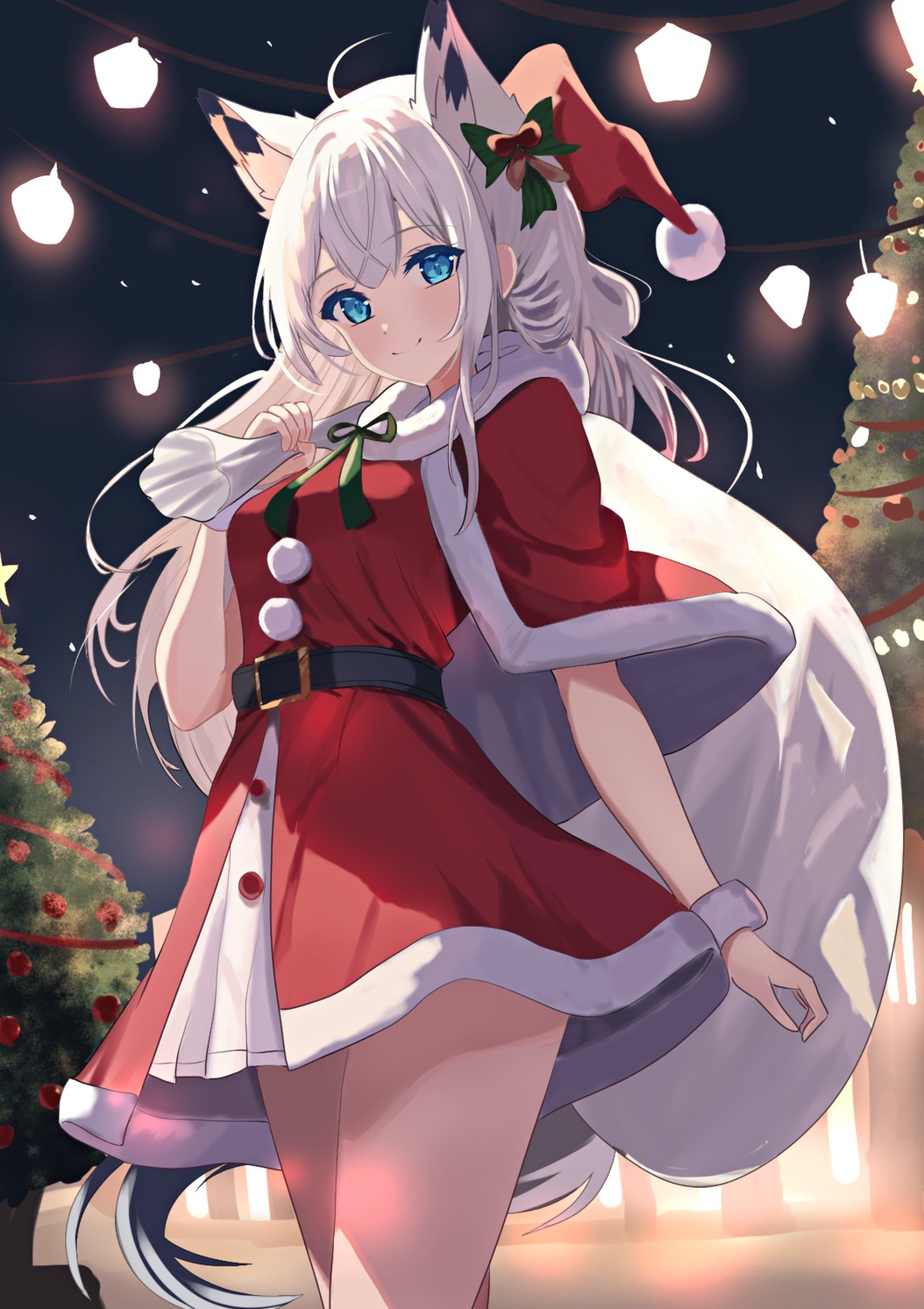 animal_ears azur_lane christmas dress duosix_setsu0408 kawakaze_(azur_lane) tail