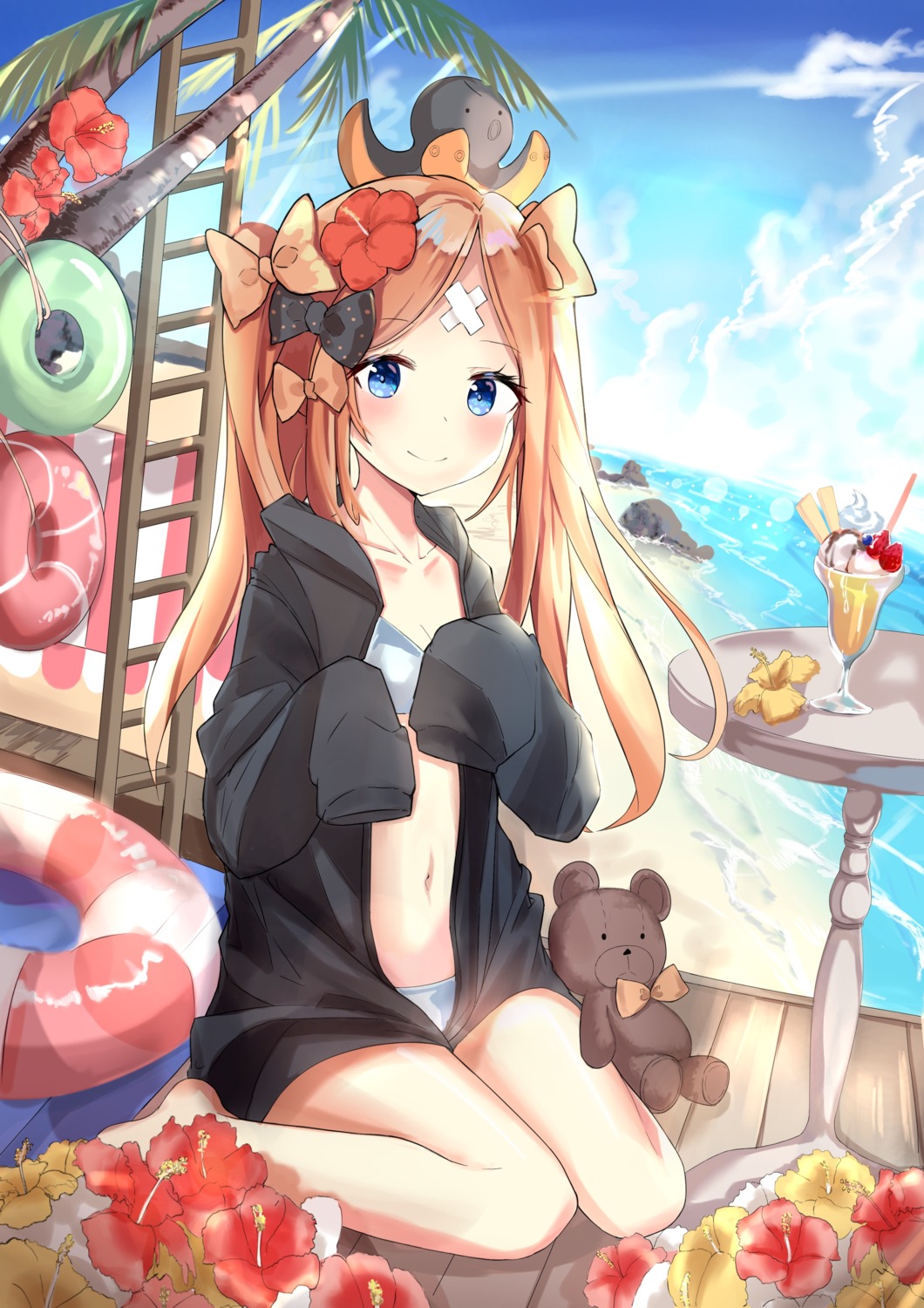 abigail_williams_(fate) bikini cleavage fate/grand_order open_shirt rot_zzi swimsuits