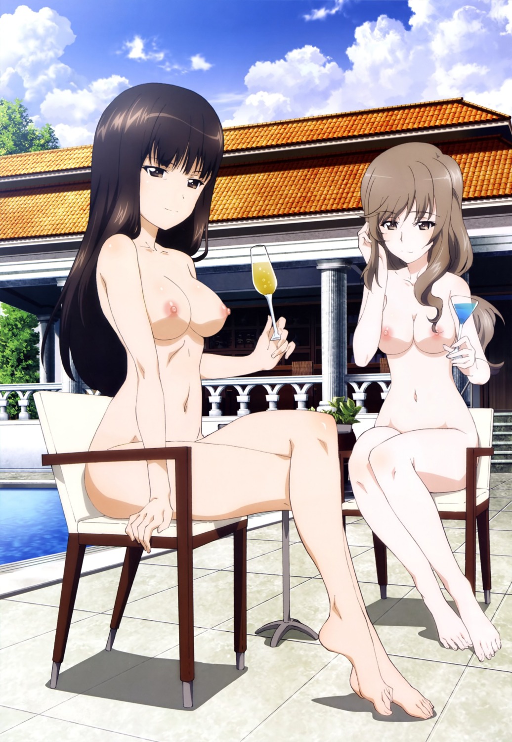 girls_und_panzer naked nipples nishizumi_shiho photoshop shimada_chiyo wang_guo_nian