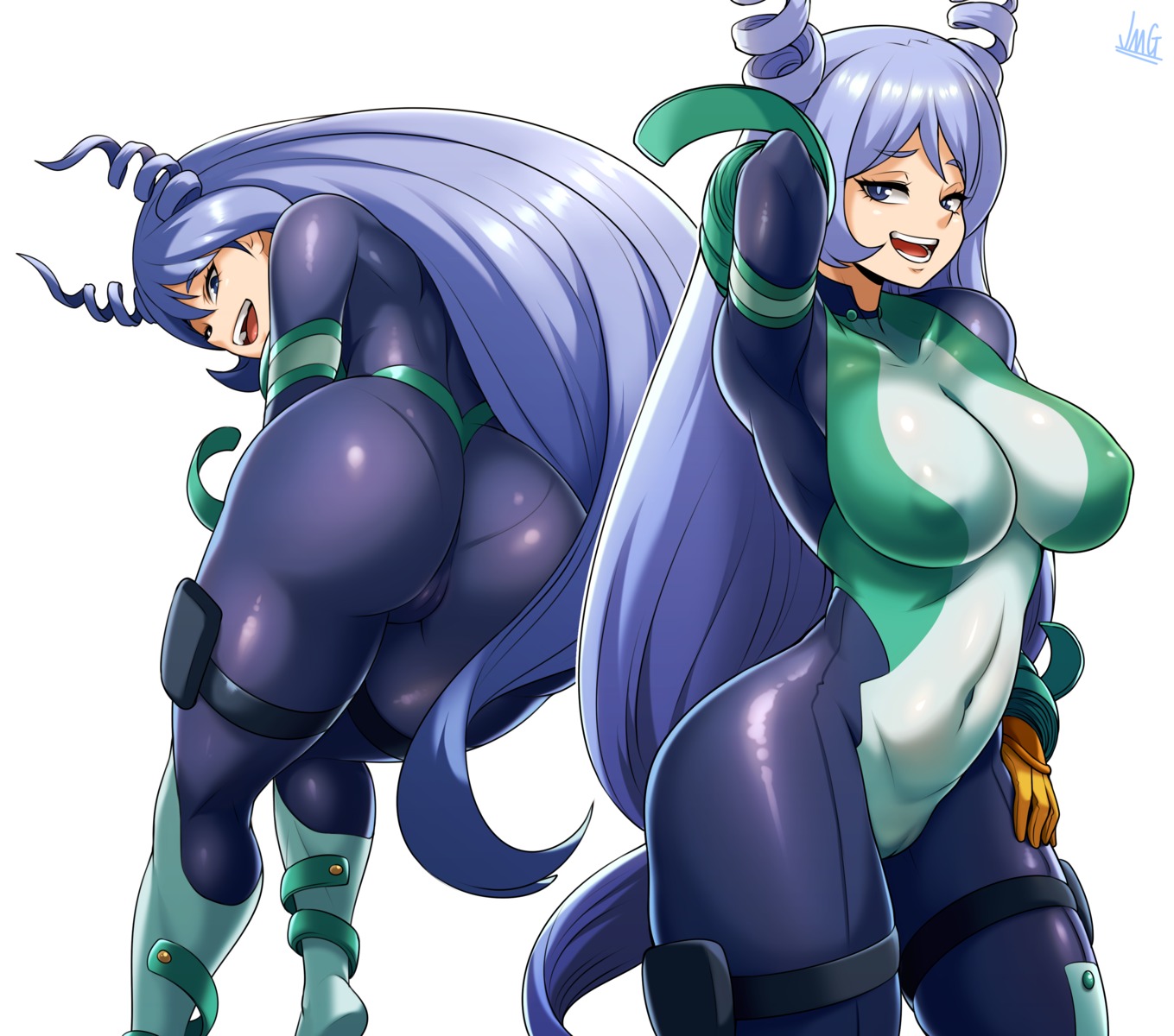 ass bodysuit boku_no_hero_academia cameltoe erect_nipples garter hadou_nejire jmg