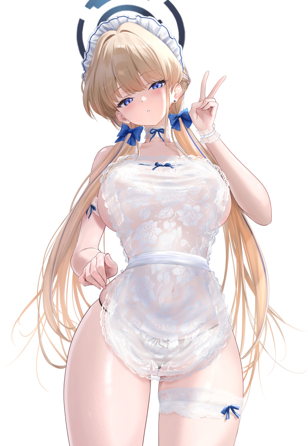 asuma_toki blue_archive garter halo noa_(skae3323) pantsu pussy see_through thong