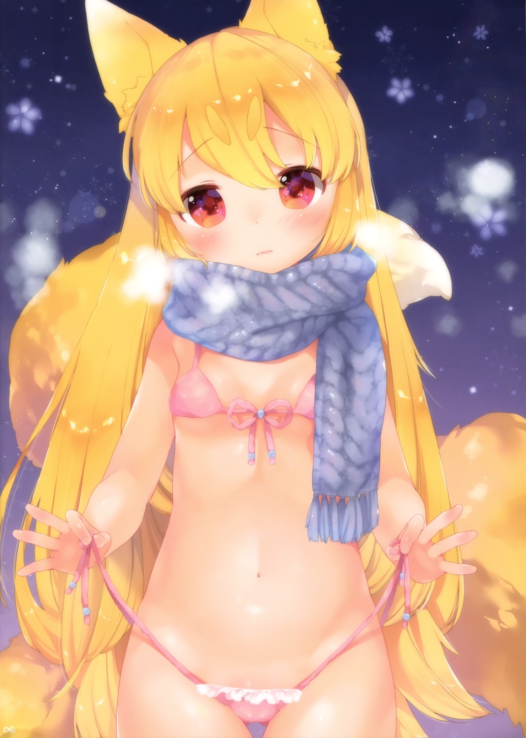 animal_ears bikini cameltoe kitsune loli mutou_mato sengoku_kitan_muramasa_-miyabi- swimsuits tail undressing