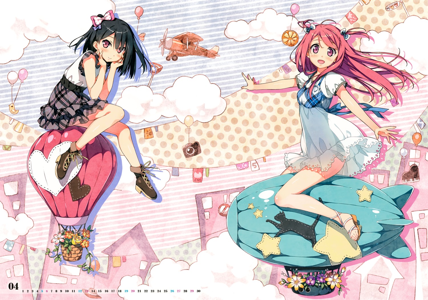 calendar dress kantoku kurumi_(kantoku) shizuku_(kantoku)