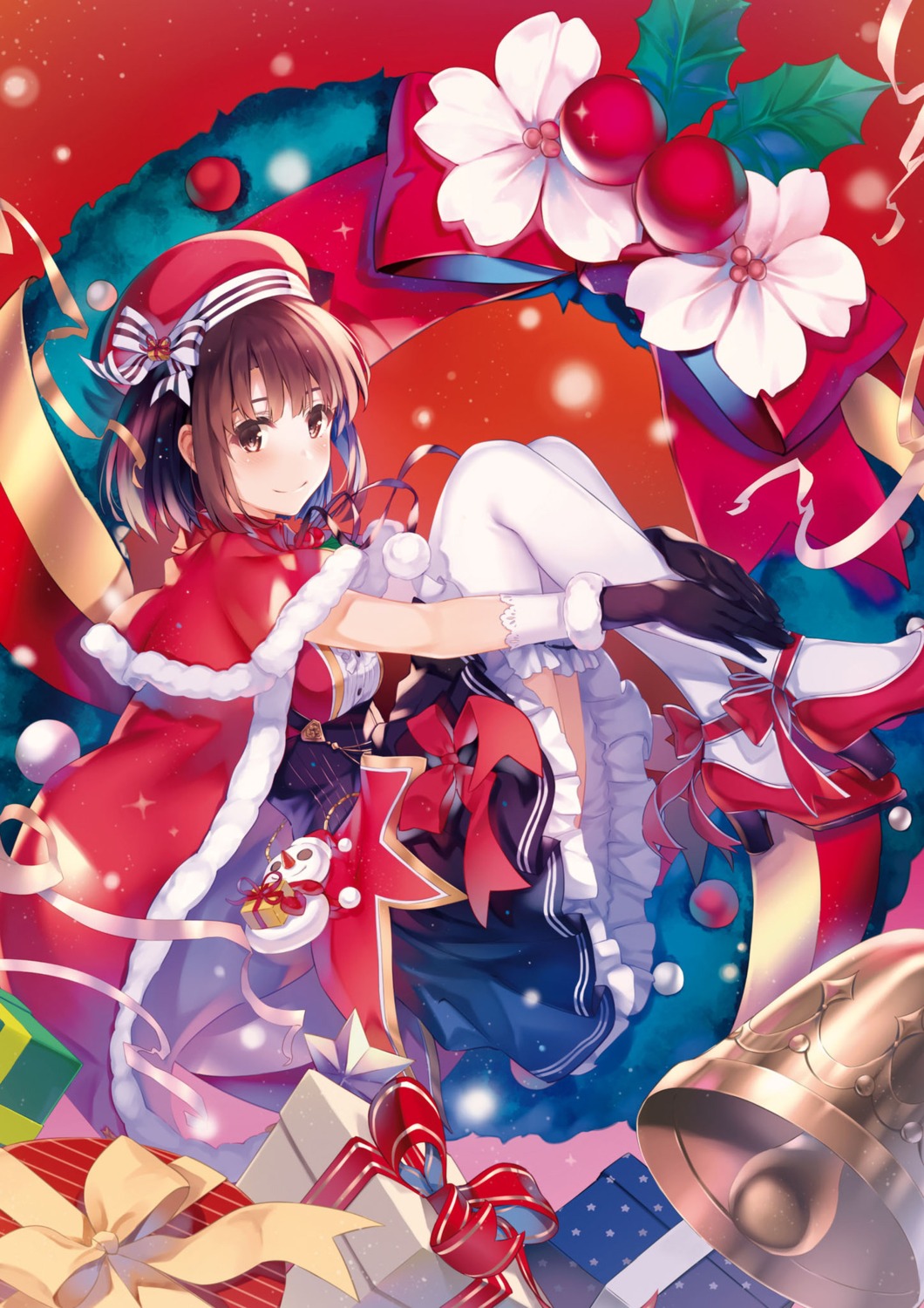 christmas dress heels katou_megumi misaki_kurehito saenai_heroine_no_sodatekata thighhighs
