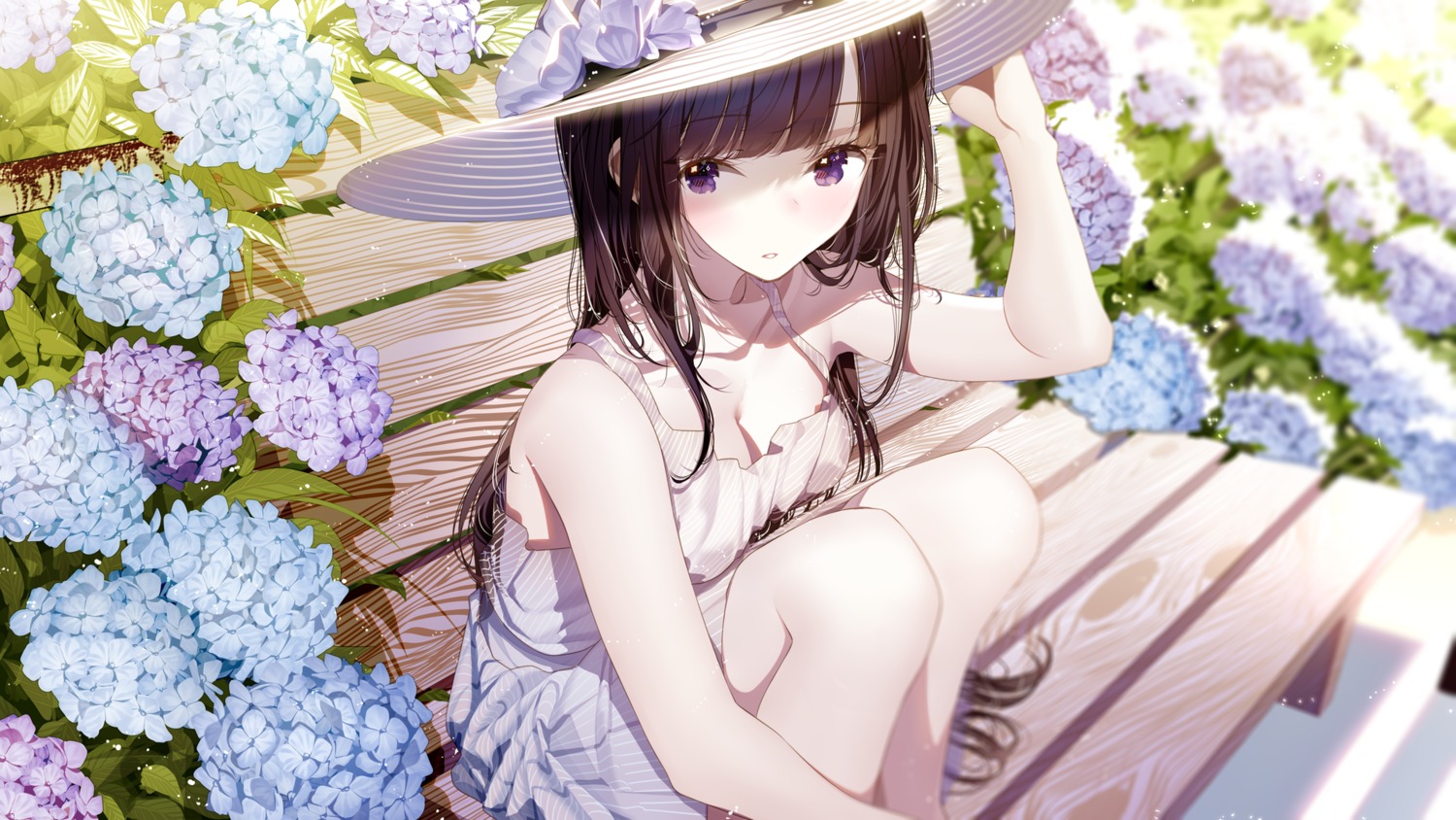 atha_(leejuiping) cleavage dress skirt_lift summer_dress wallpaper