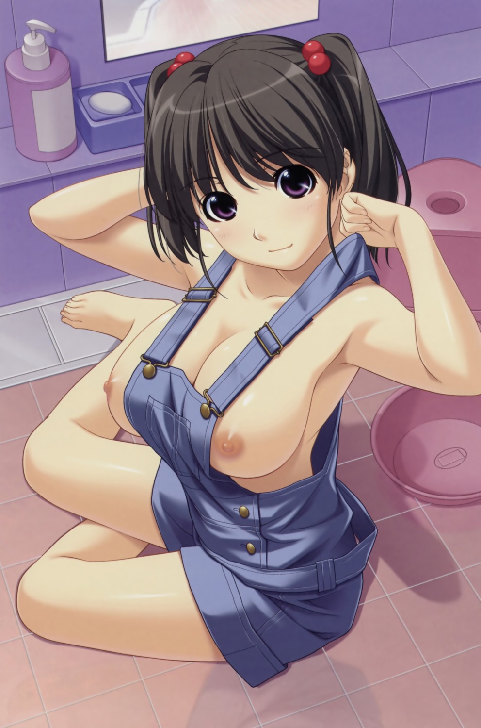 breasts ino kimihagu nipples no_bra overalls serizawa_madoka