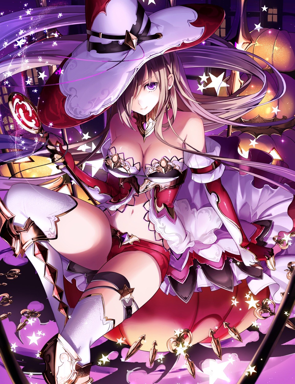 armor cleavage thighhighs weapon witch yuuki_kira