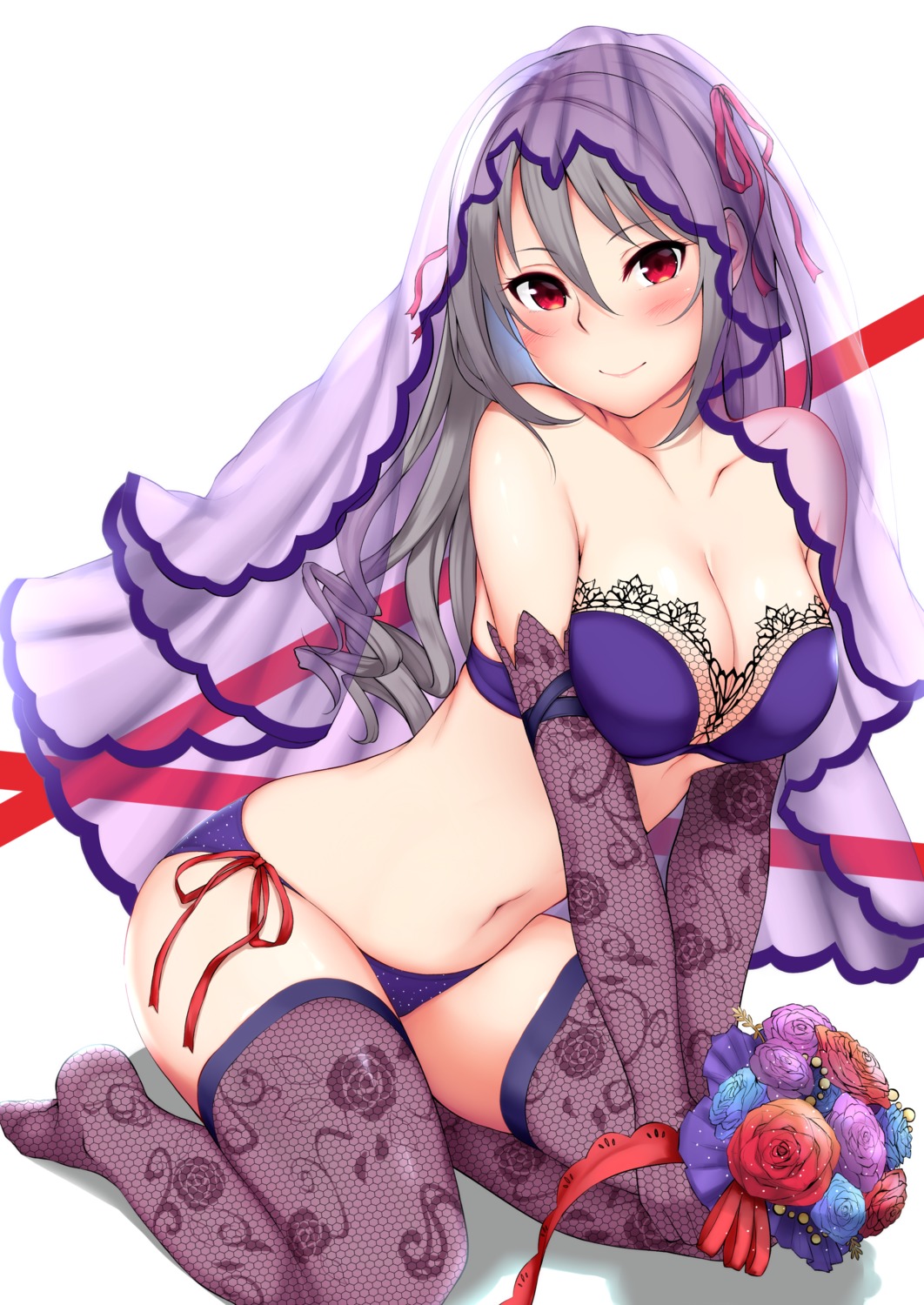 bikini cleavage fishnets kanzaki_ranko oogatazin swimsuits the_idolm@ster the_idolm@ster_cinderella_girls thighhighs