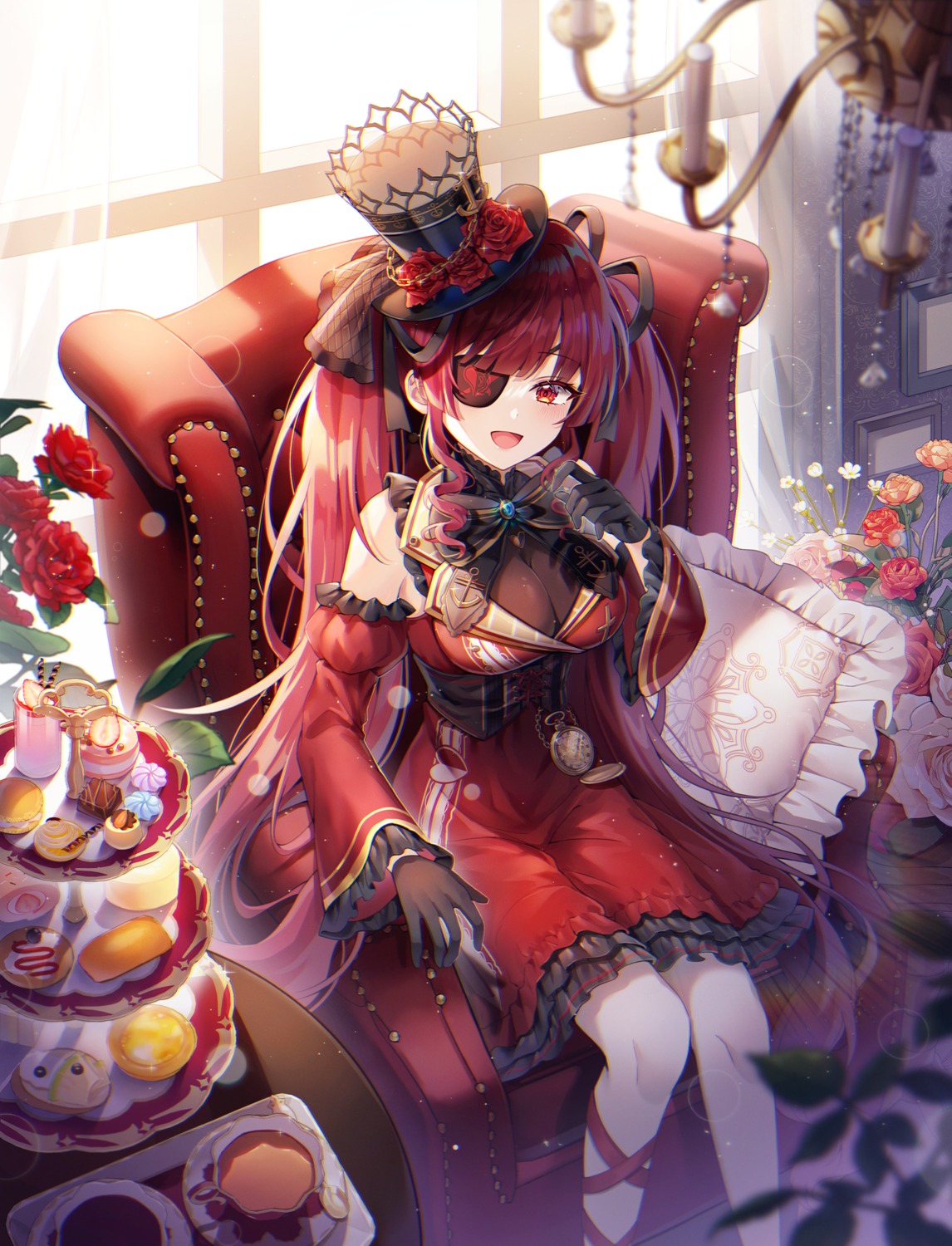 eyepatch hayun hololive houshou_marine lolita_fashion