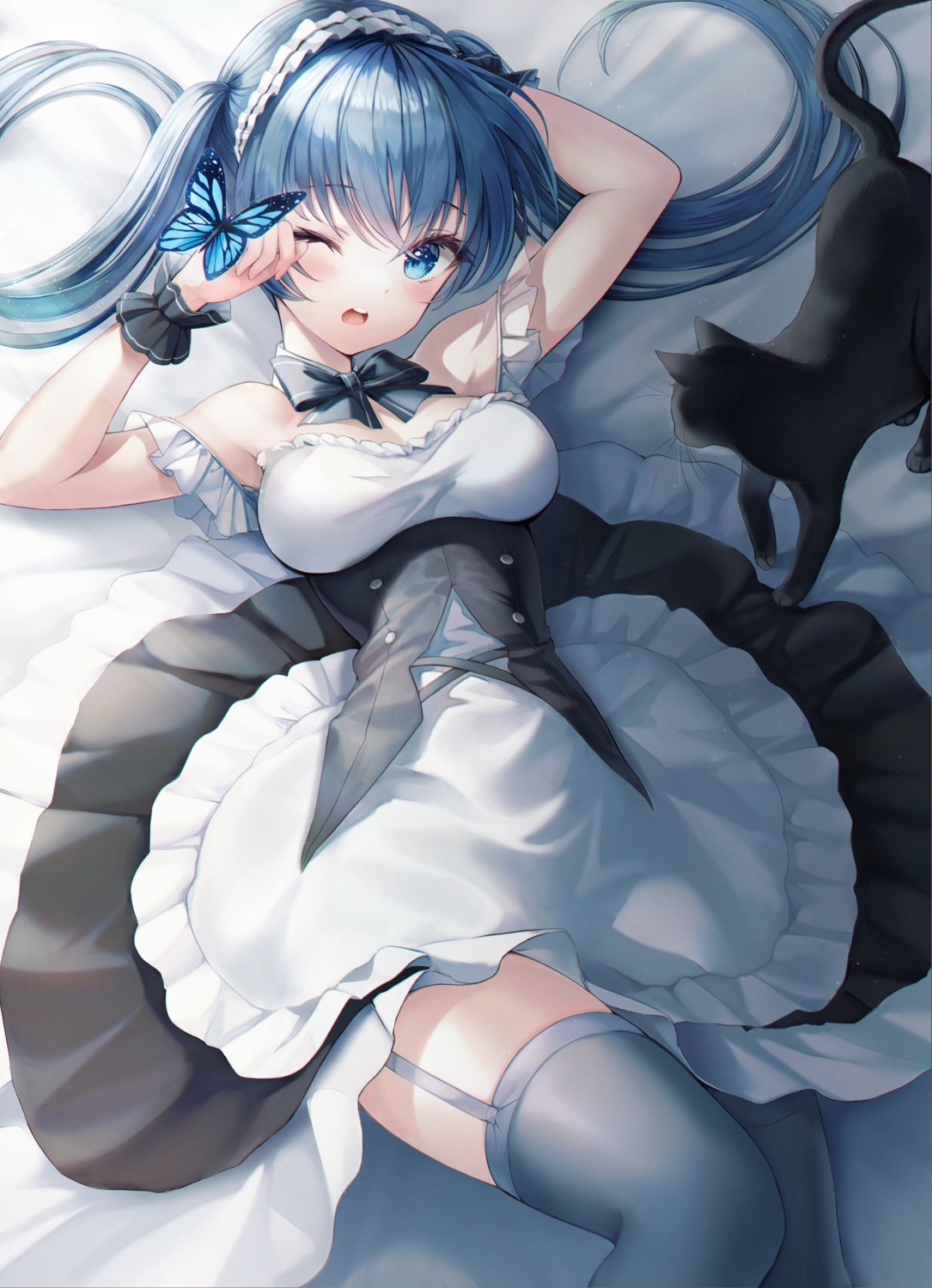 0v0_(l_seohui) maid neko skirt_lift stockings thighhighs