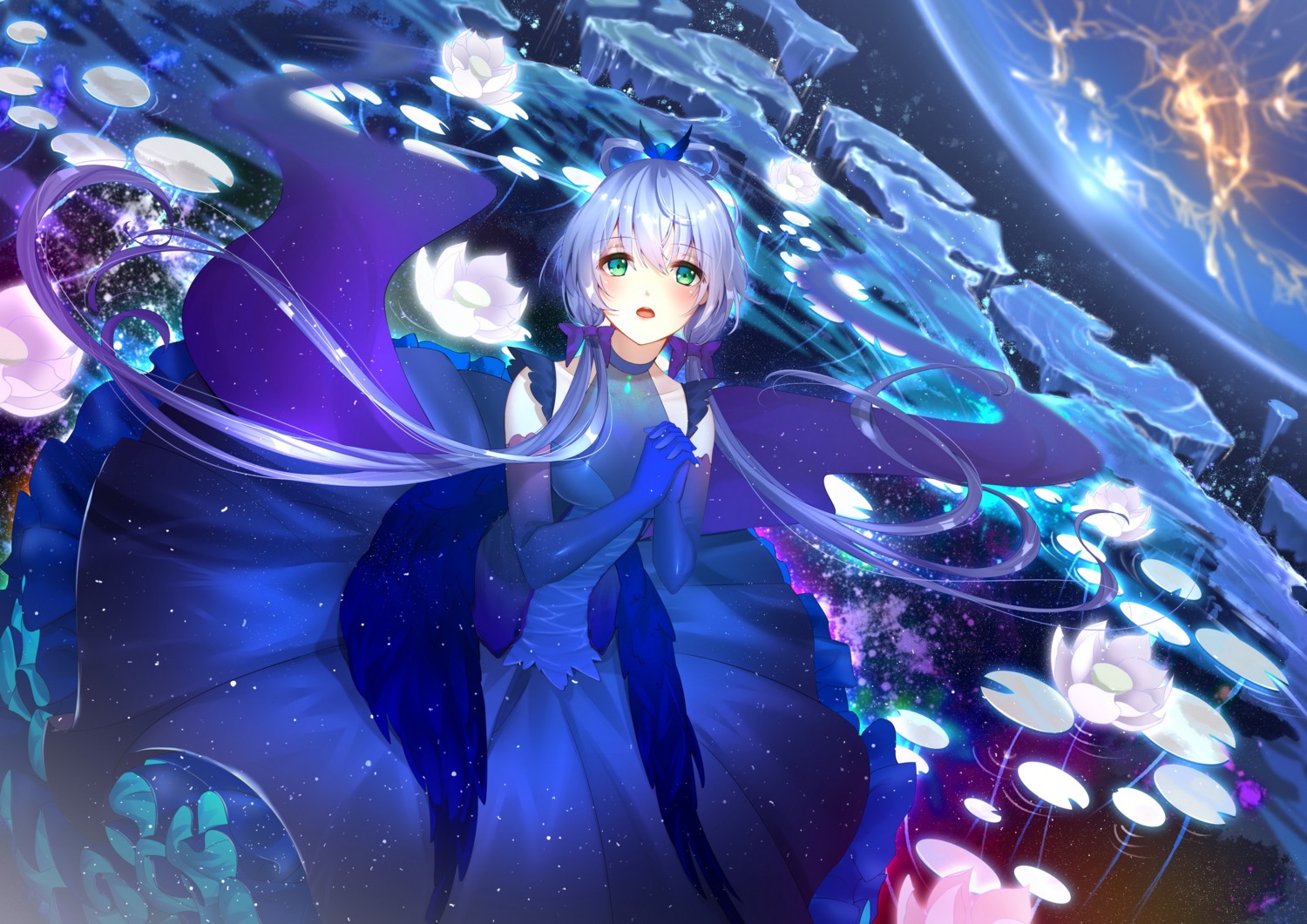 catcan dress luo_tianyi see_through vocaloid wings