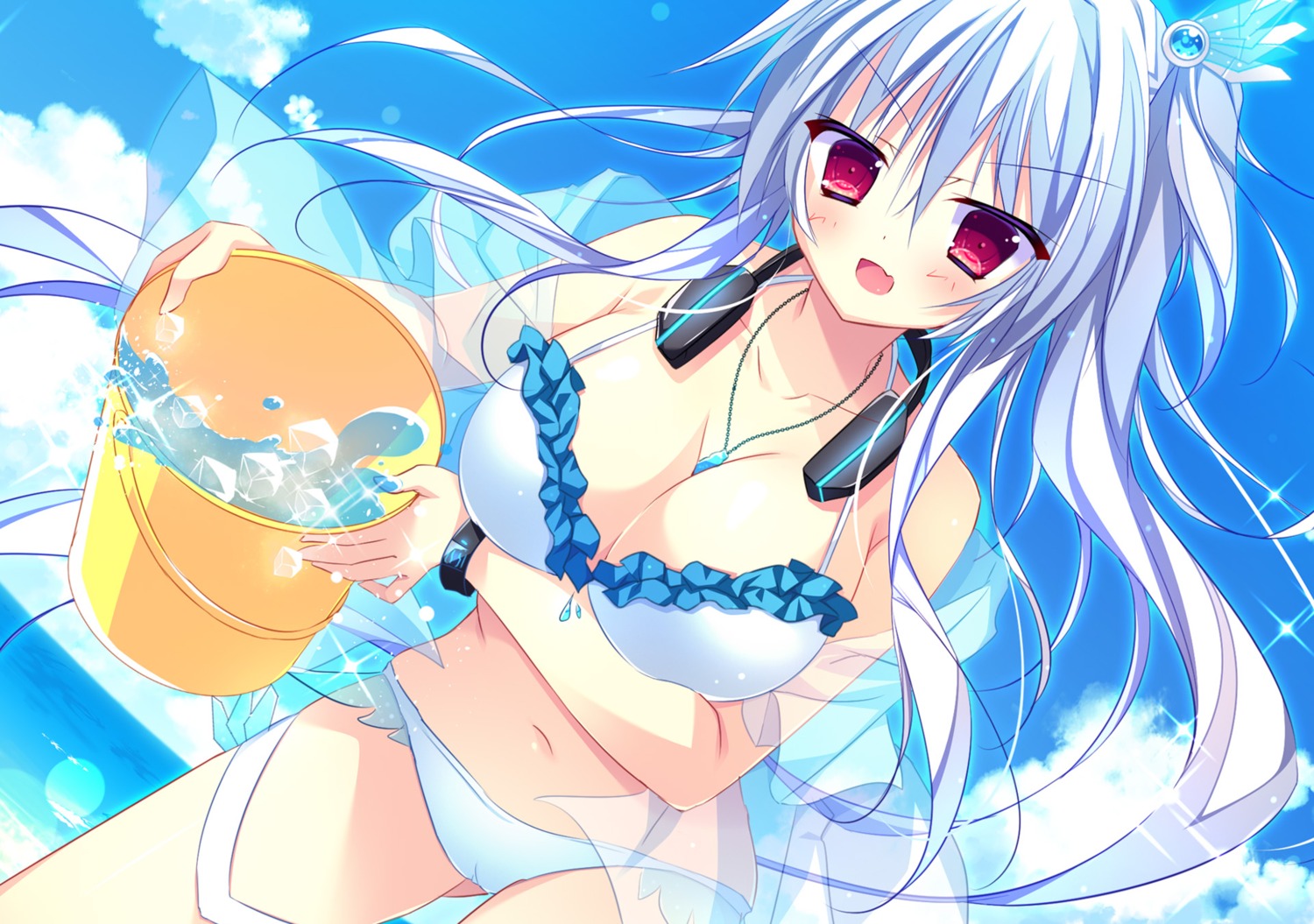 bikini breast_hold cameltoe cleavage game_cg headphones lamunation! muku_(apupop) see_through swimsuits whitepowder