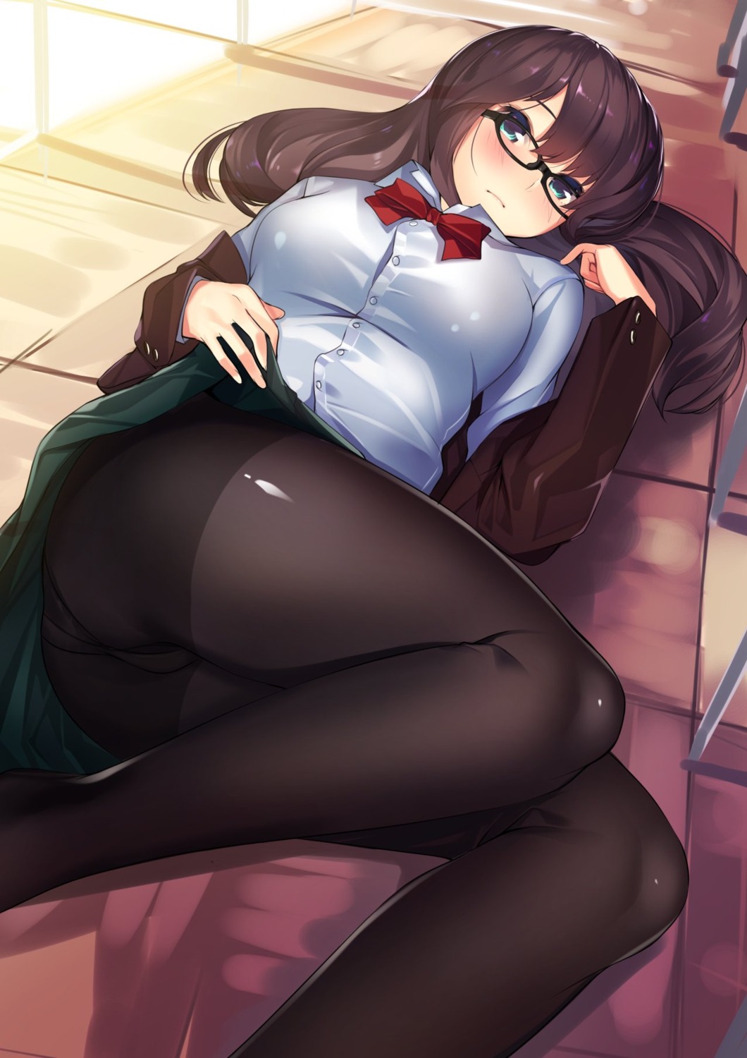 ass kagematsuri megane pantsu pantyhose seifuku skirt_lift