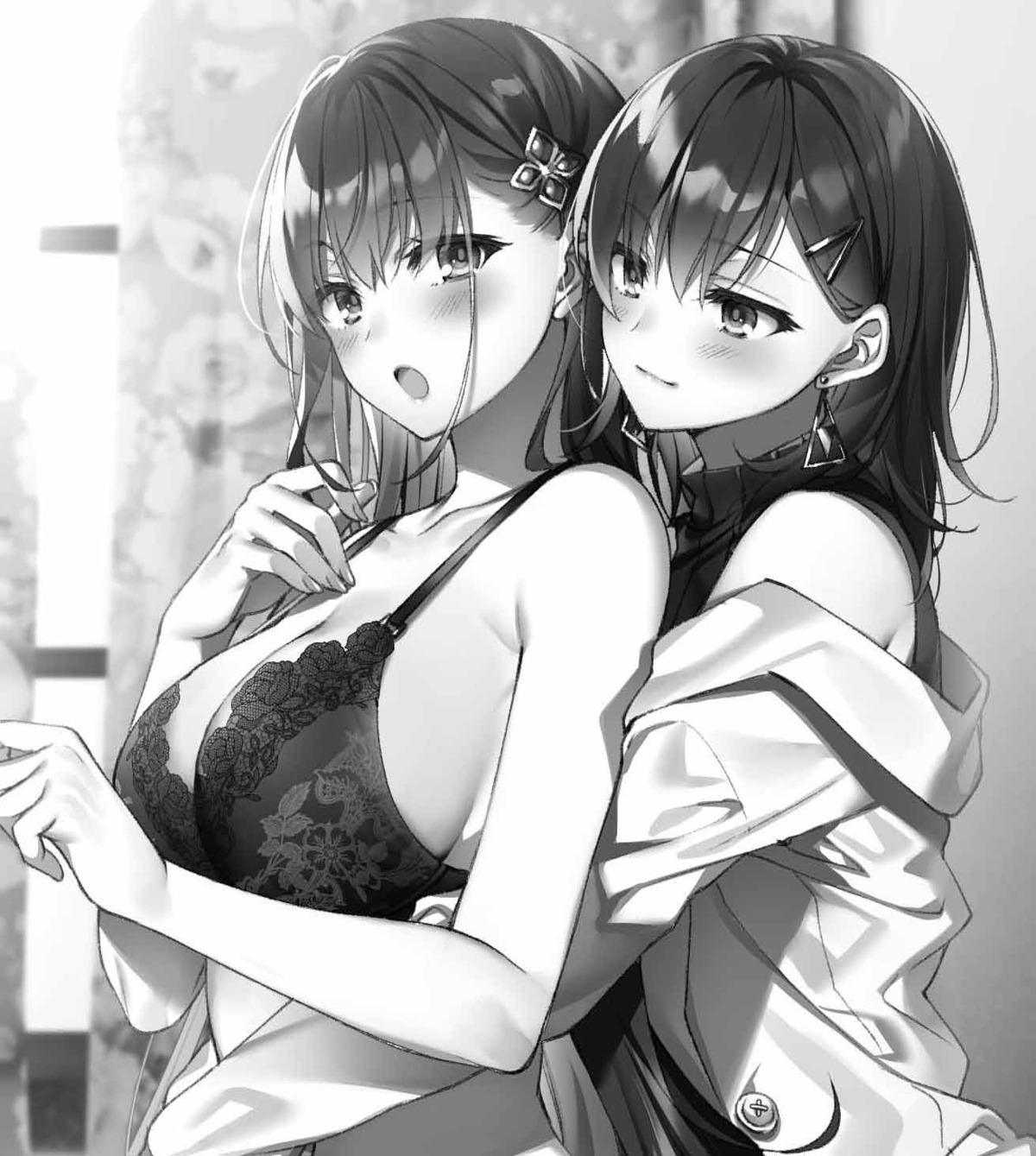 bra monochrome toosaka_asagi yuri