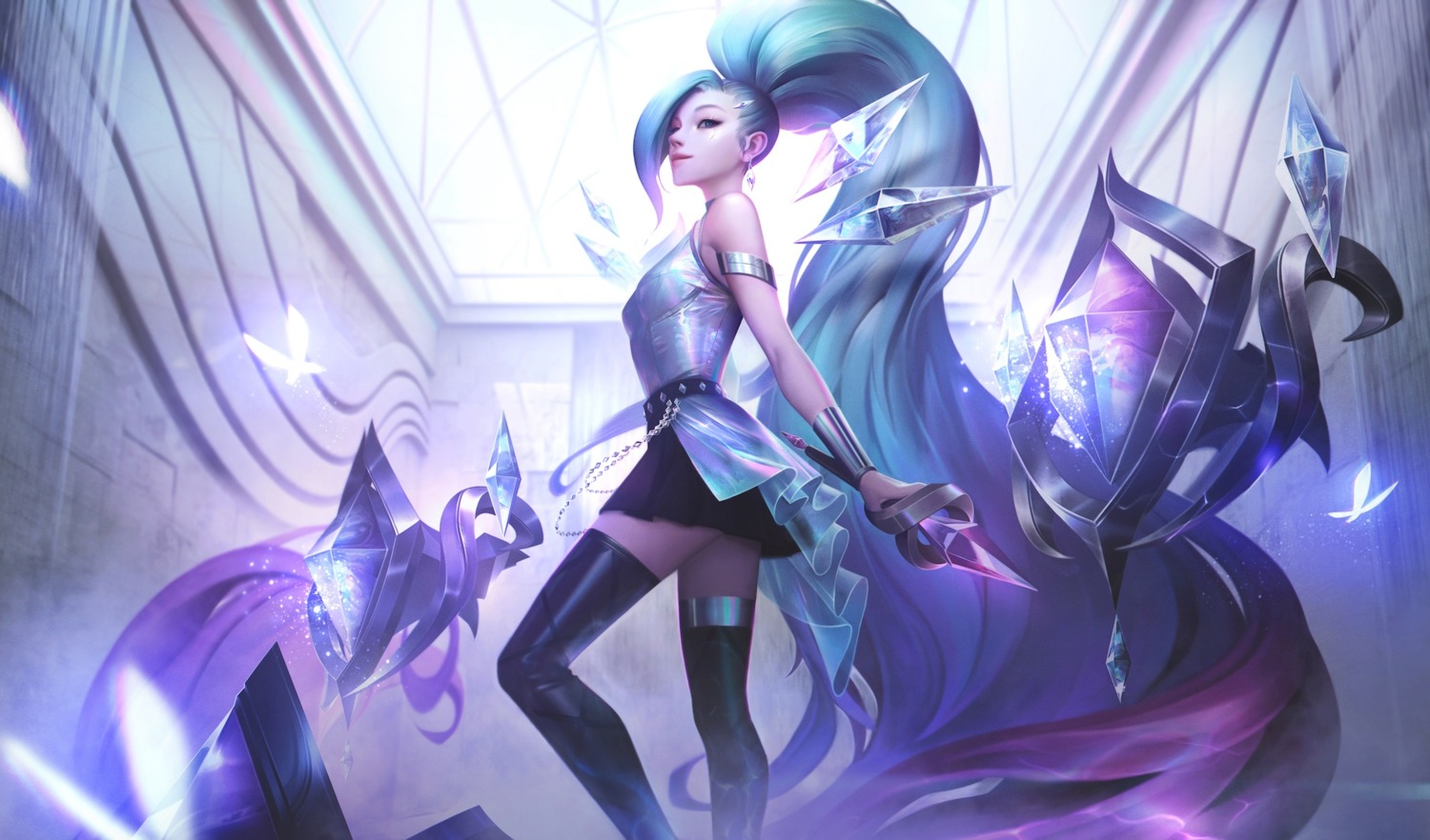 league_of_legends raikoart thighhighs weapon