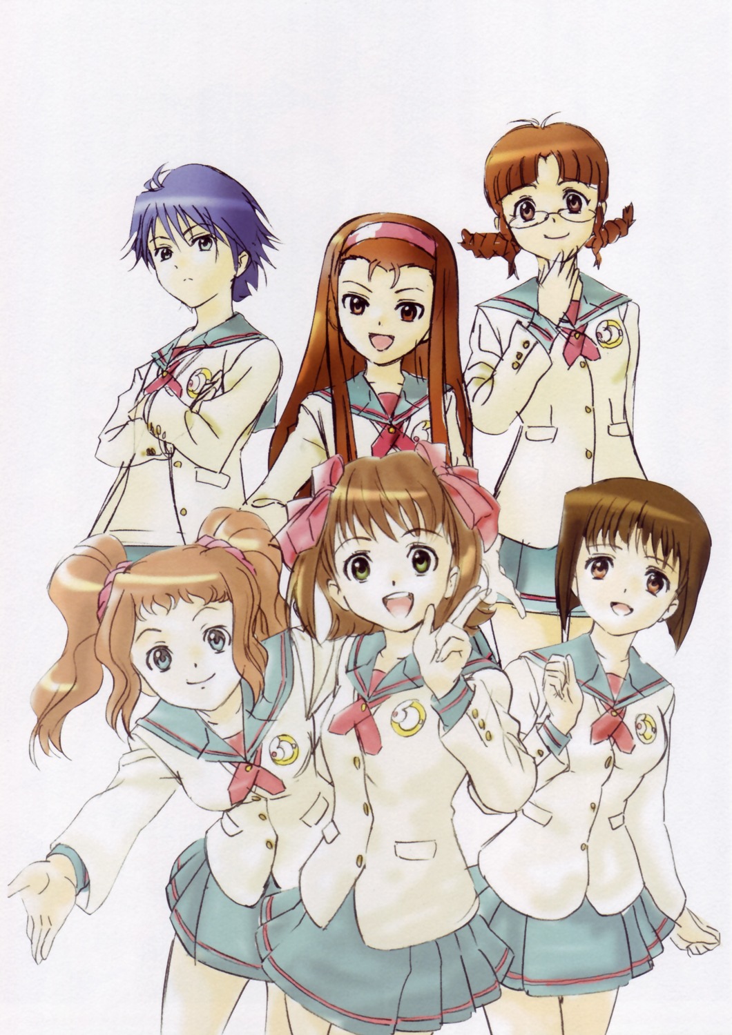 akizuki_ritsuko amami_haruka hagiwara_yukiho kikuchi_makoto minase_iori seifuku takatsuki_yayoi the_idolm@ster xenoglossia