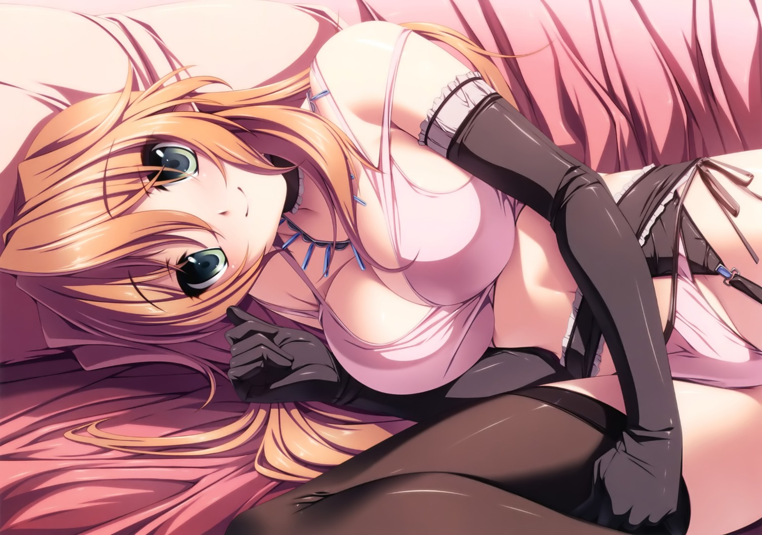 axl cattleya_moonflower cleavage garter_belt hyakka_ryouran_elixir senomoto_hisashi stockings thighhighs