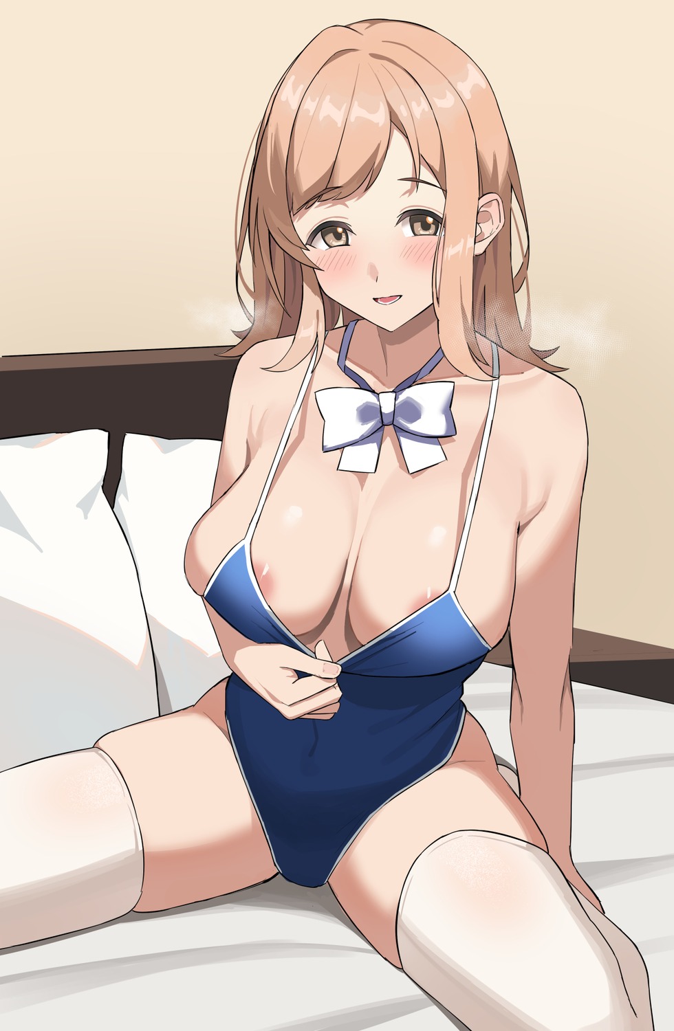 areola sakuragi_mano swimsuits the_idolm@ster the_idolm@ster_shiny_colors thighhighs za_yu_a