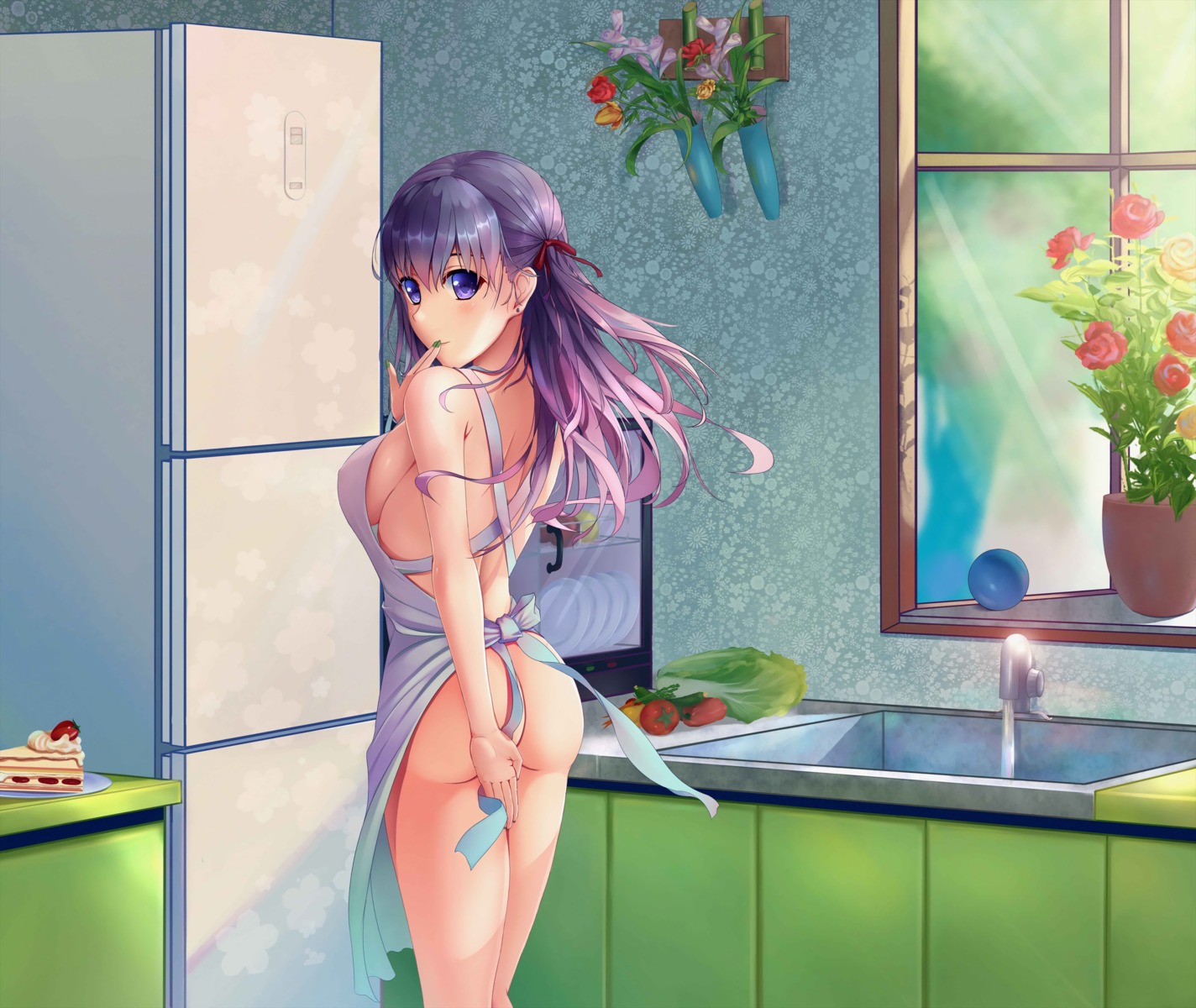 ass fate/stay_night matou_sakura naked_apron syan_(tiaowudegutou)