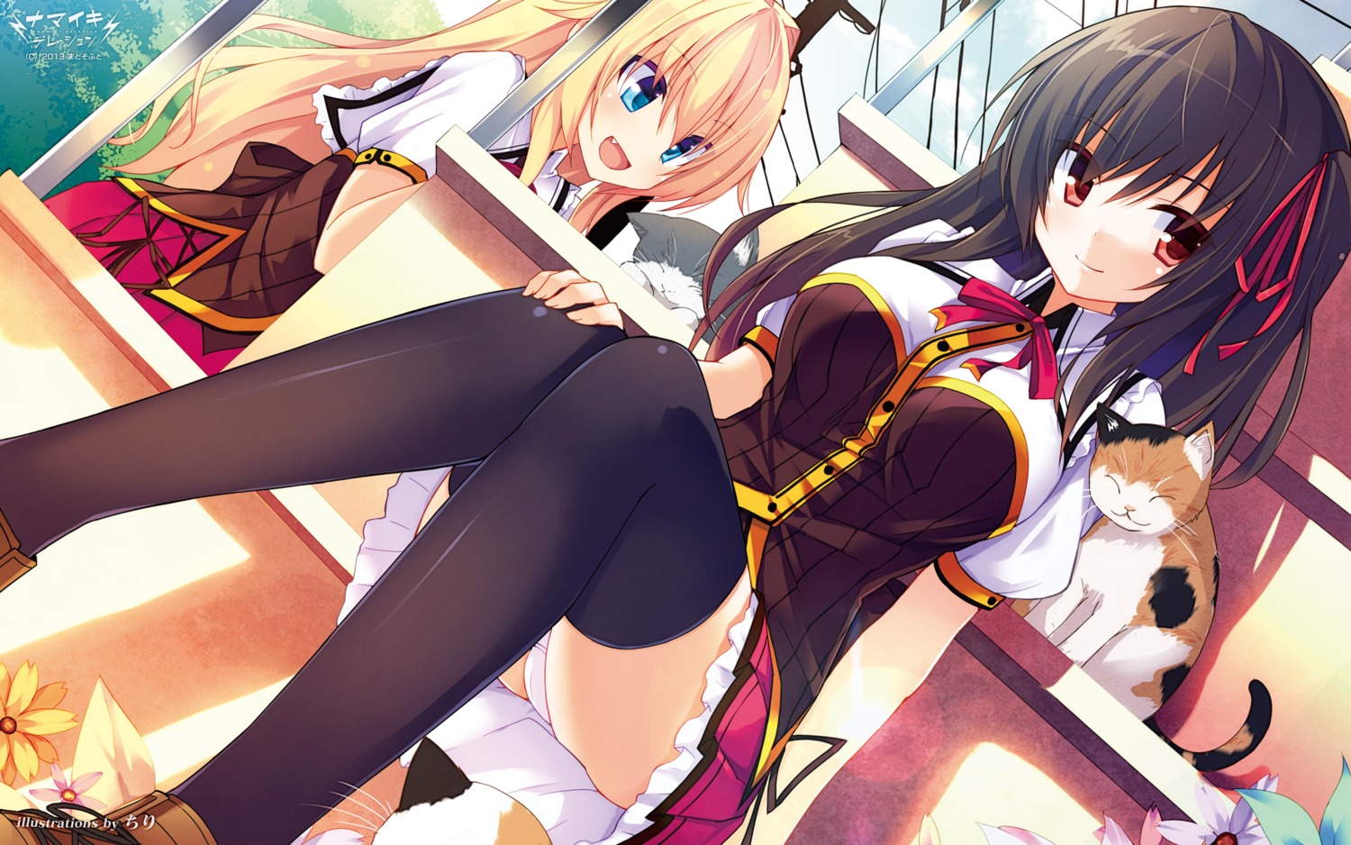 chiri_(atlanta) madosoft meia_kräuselung_hakuhou namaiki_delation neko pantsu seifuku shinkai_nagisa thighhighs wallpaper