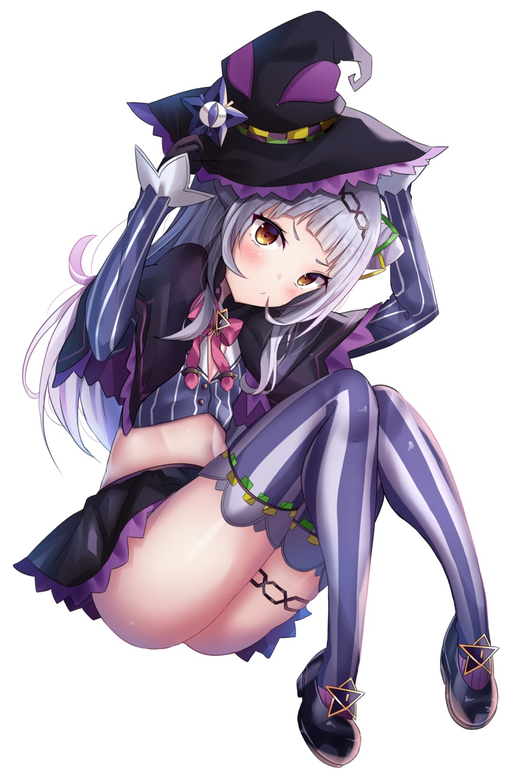 garter hololive murasaki_shion shiki_(catbox230123) skirt_lift thighhighs witch