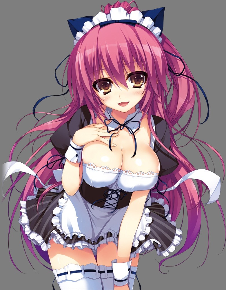 akusera cleavage maid reminiscence thighhighs tigre tomose_shunsaku transparent_png vector_trace