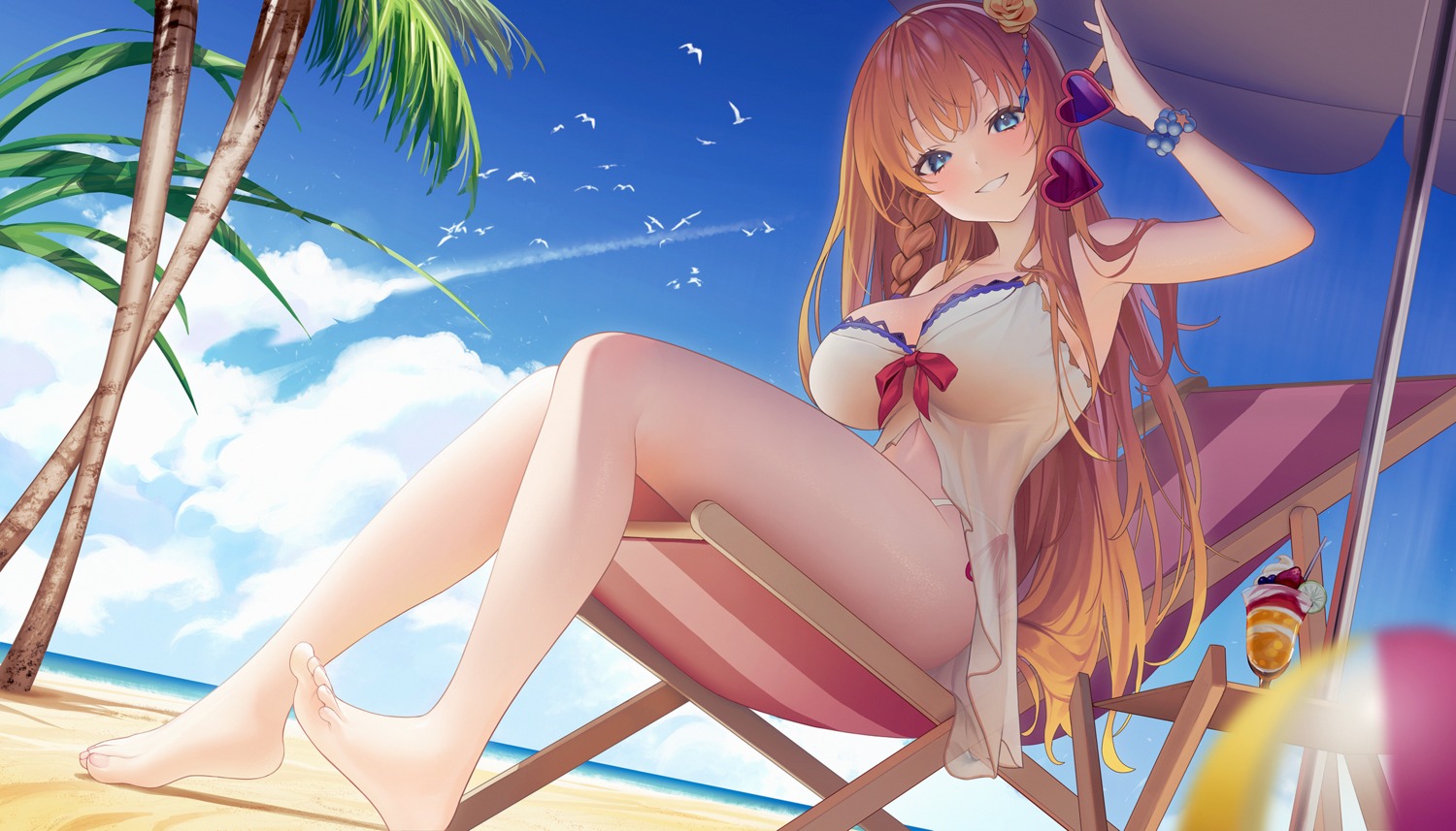 aya_(lezon) megane pecorine princess_connect princess_connect!_re:dive see_through swimsuits