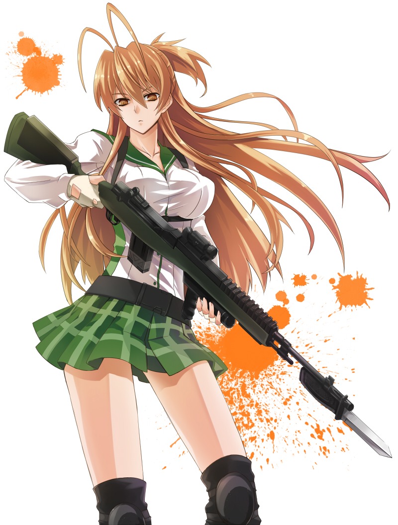 gun highschool_of_the_dead miyamoto_rei prime seifuku