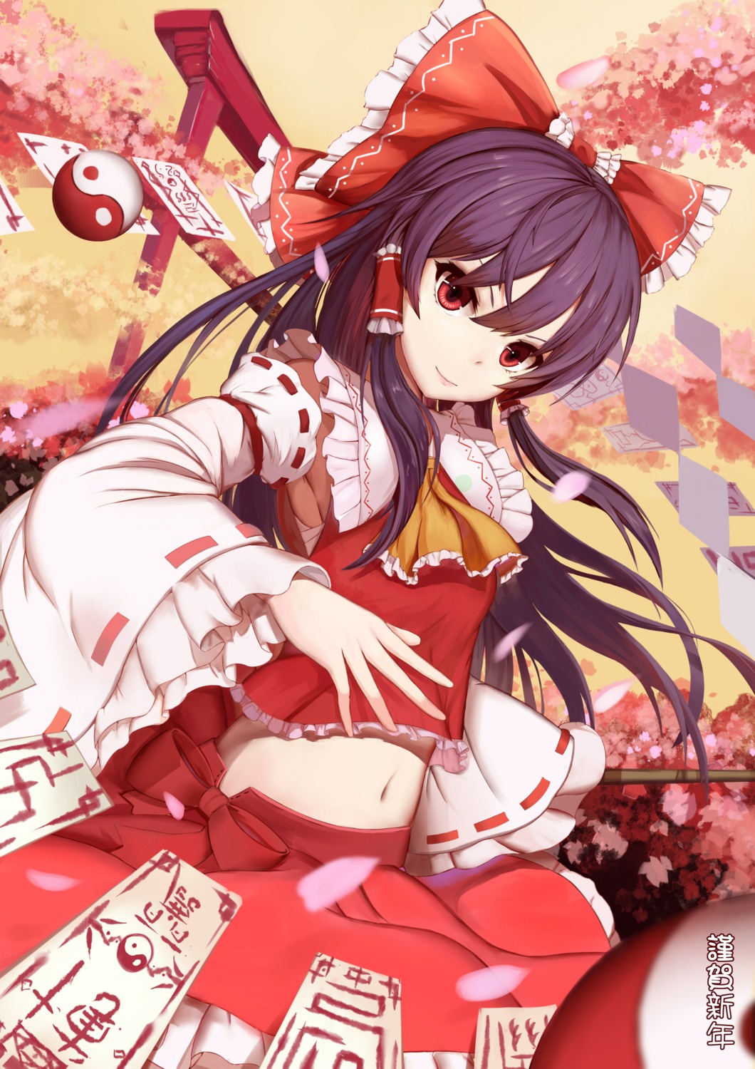 hakurei_reimu miko sarashi sugar_sound touhou