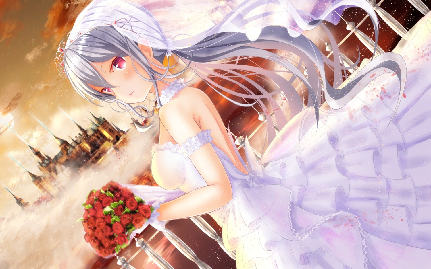 dress girlfriend_(kari) masa_(mirage77) shigetou_akiho wallpaper wedding_dress