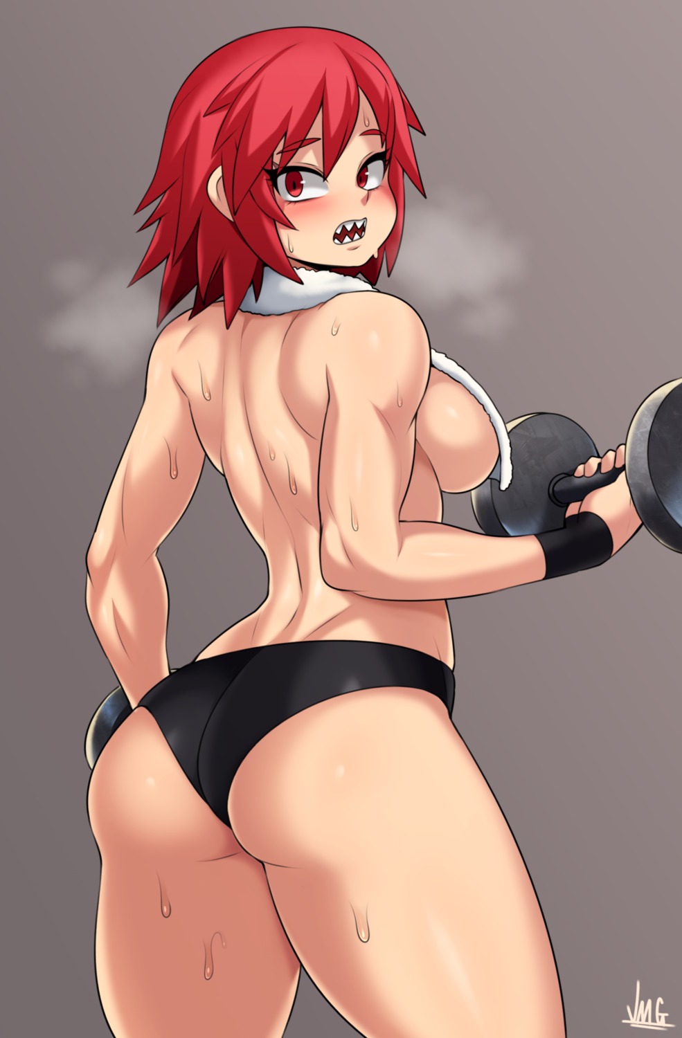 ass boku_no_hero_academia genderswap jmg kirishima_eijirou pantsu thong topless towel