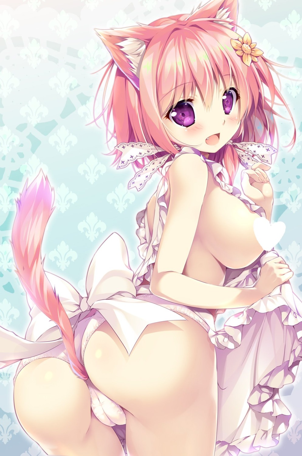 animal_ears ass bashira cameltoe censored mikeou naked_apron nekomimi pantsu sennen_sensou_aigis tail