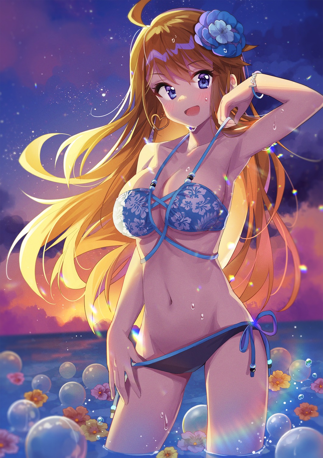 chobi cleavage panty_pull swimsuits the_idolm@ster the_idolm@ster_million_live! tokoro_megumi undressing wet