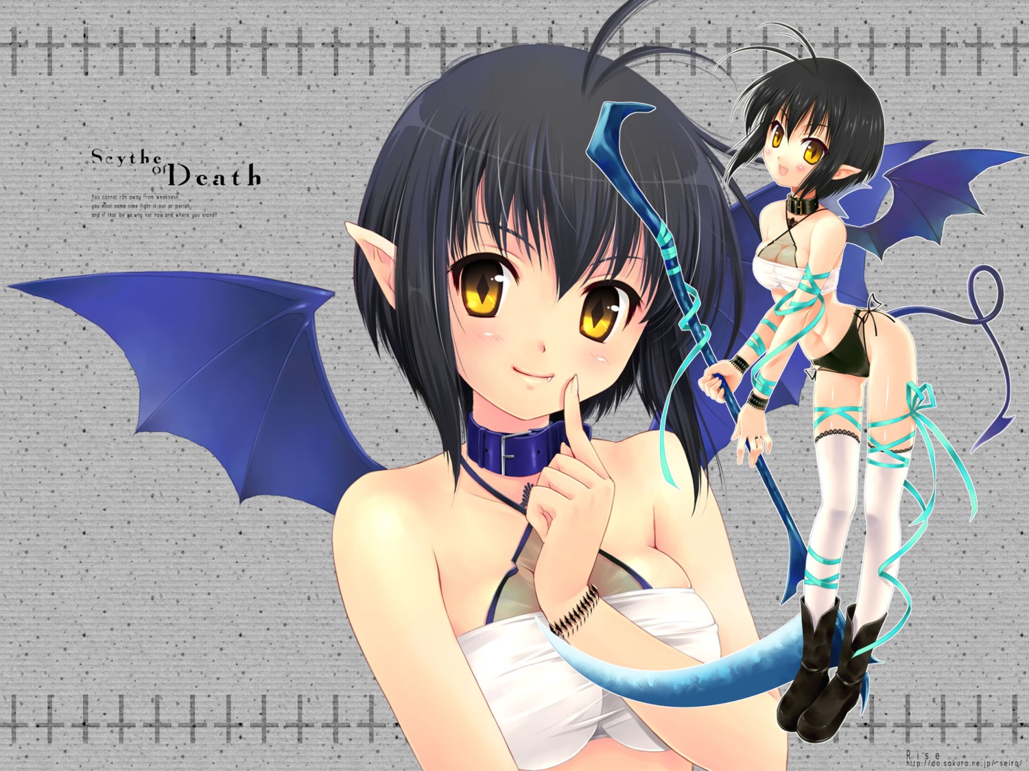 devil rise tail touto_seiro wallpaper wings