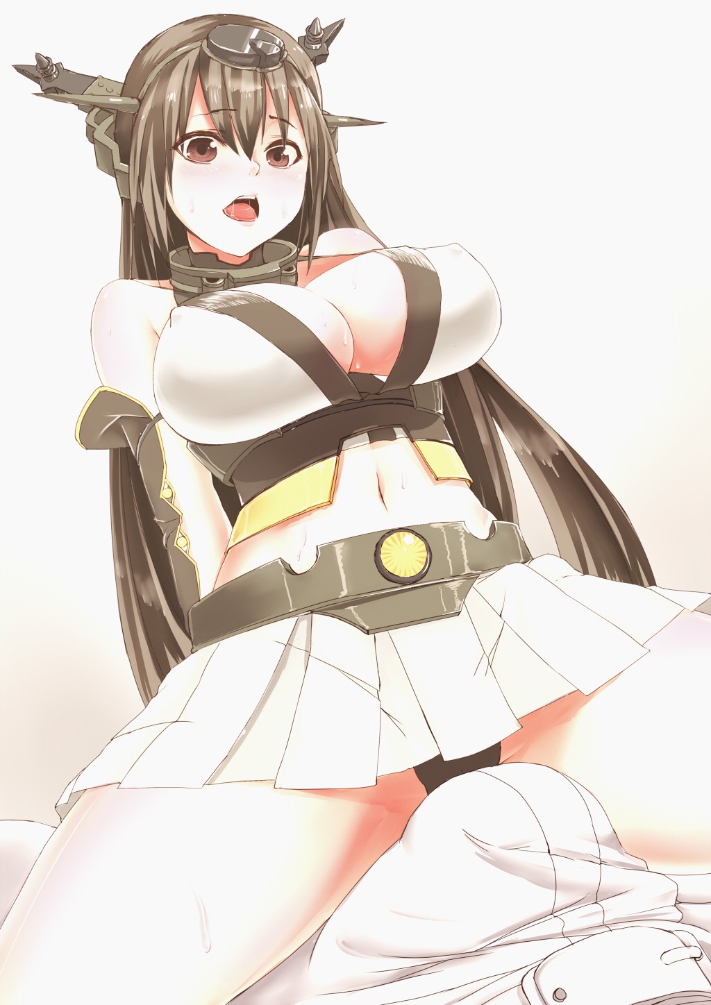 cleavage erect_nipples kantai_collection nagato_(kancolle) neav no_bra pantsu