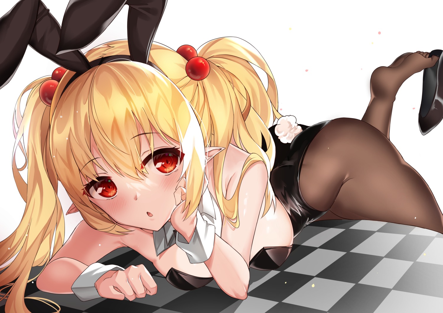 animal_ears bunny_ears bunny_girl deogho_(liujinzy9854) feet no_bra pantyhose pointy_ears tail