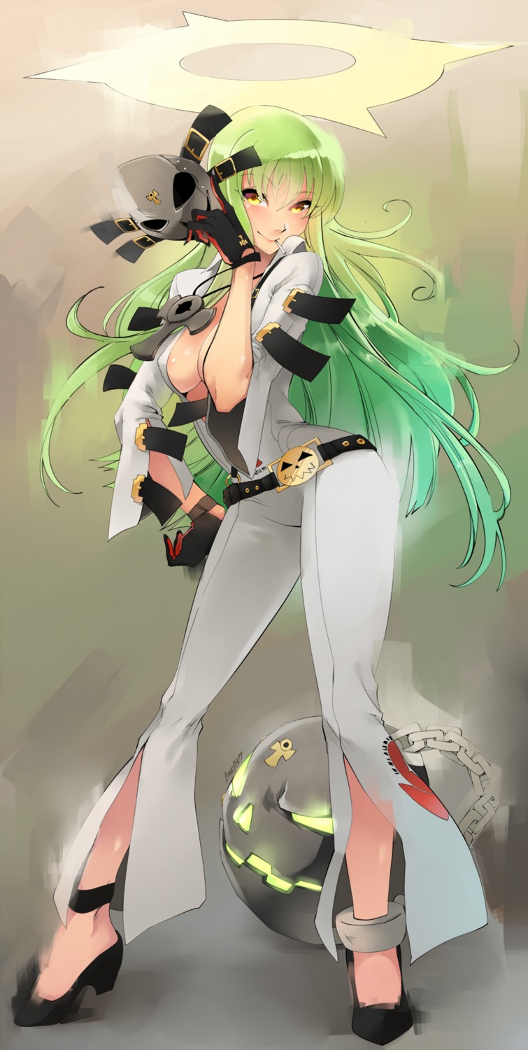 bodysuit c.c. cleavage code_geass cosplay guilty_gear_xrd heels jack-o kenshin187 no_bra open_shirt smoking