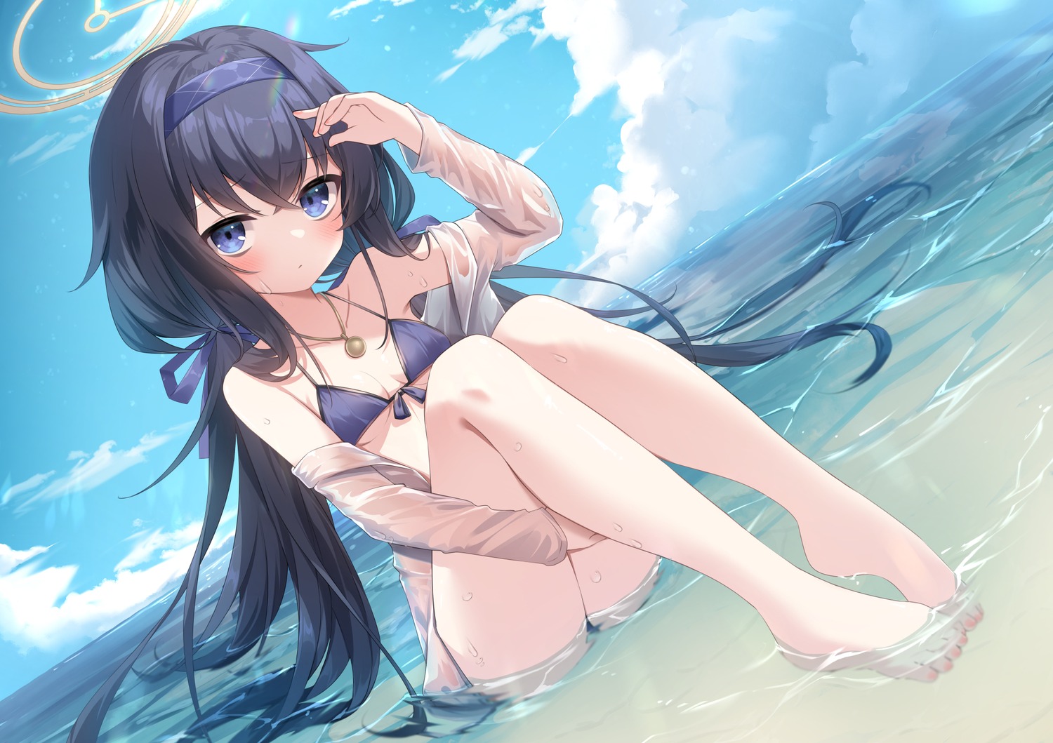 bikini blue_archive halo kozeki_ui loli see_through swimsuits umou_(may65879) wet