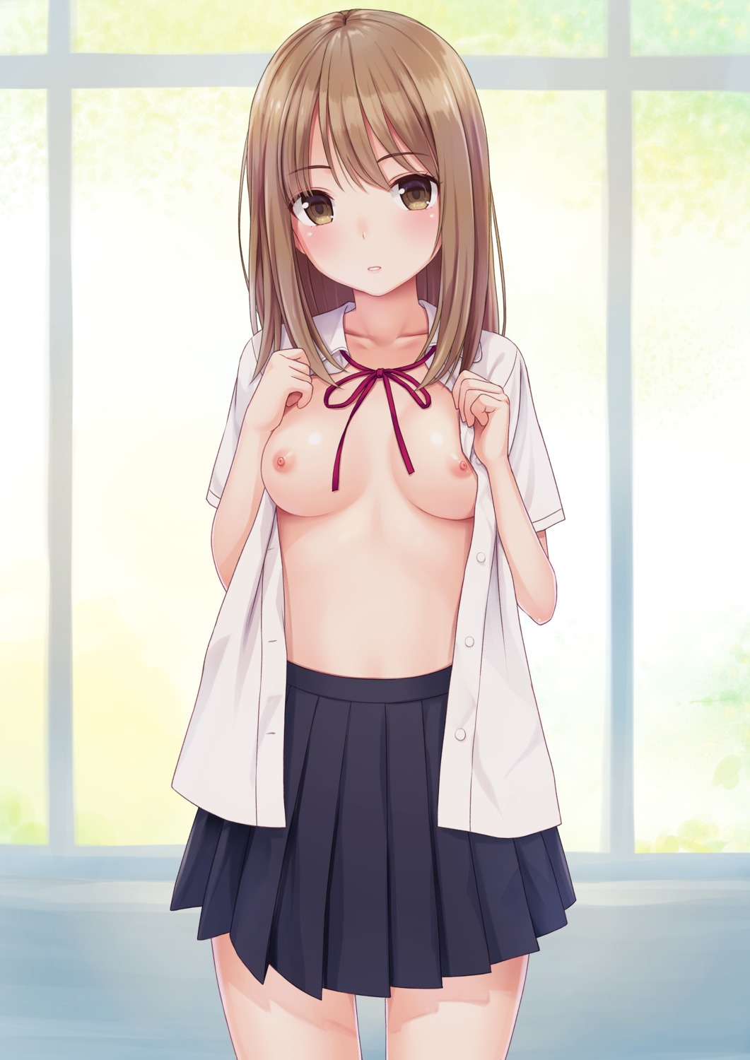 breasts n.g. nipples no_bra open_shirt seifuku