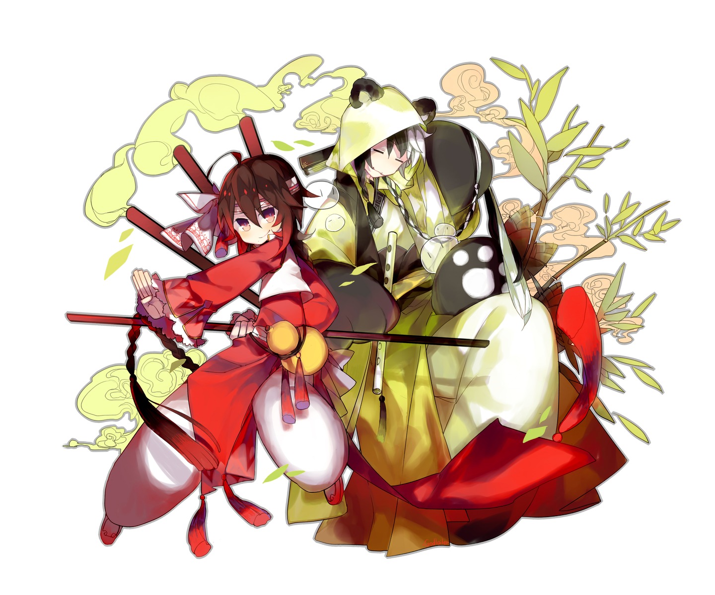 animal_ears asian_clothes godlailer sword vocaloid yuezheng_ling yuezheng_longya