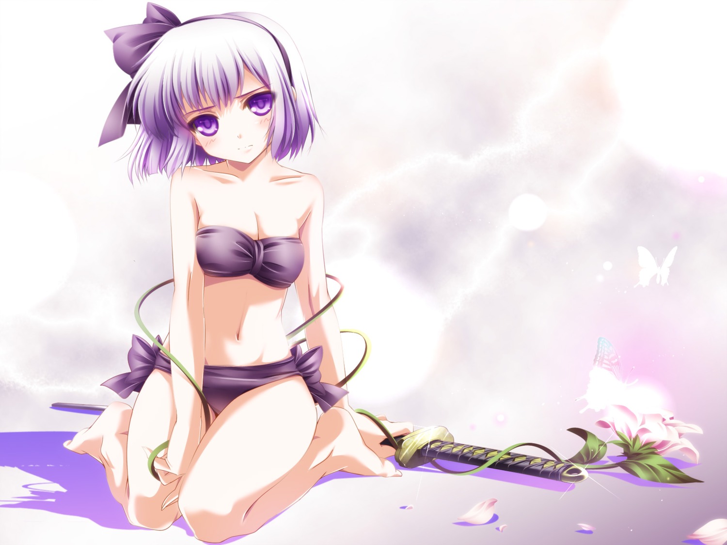 bikini cleavage konpaku_youmu monety swimsuits sword touhou