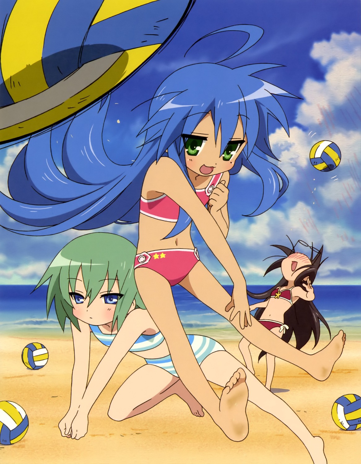 bikini horiguchi_yukiko iwasaki_minami izumi_konata lucky_star swimsuits tamura_hiyori