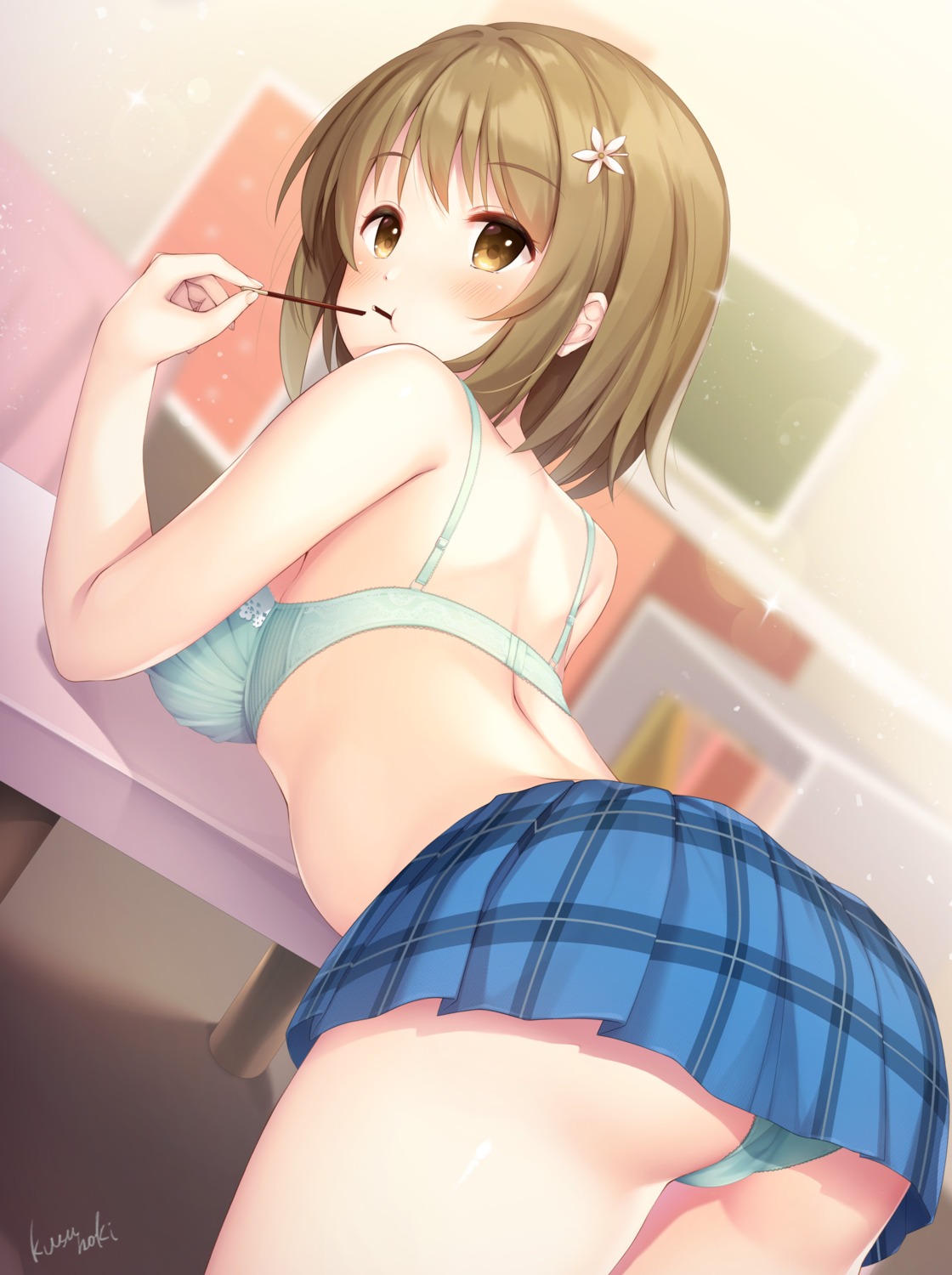 ass bra cameltoe kusunoki_(escude) mimura_kanako pantsu seifuku skirt_lift the_idolm@ster the_idolm@ster_cinderella_girls