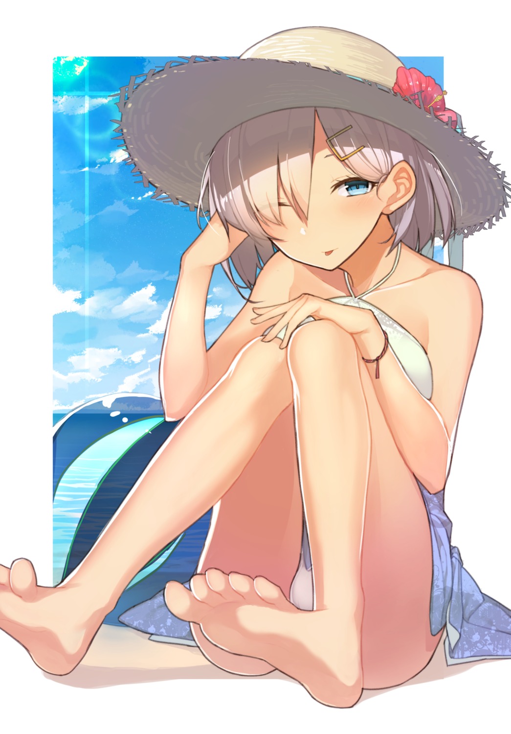 bikini feet hamakaze_(kancolle) hitoshi_(pixiv3340857) kantai_collection swimsuits