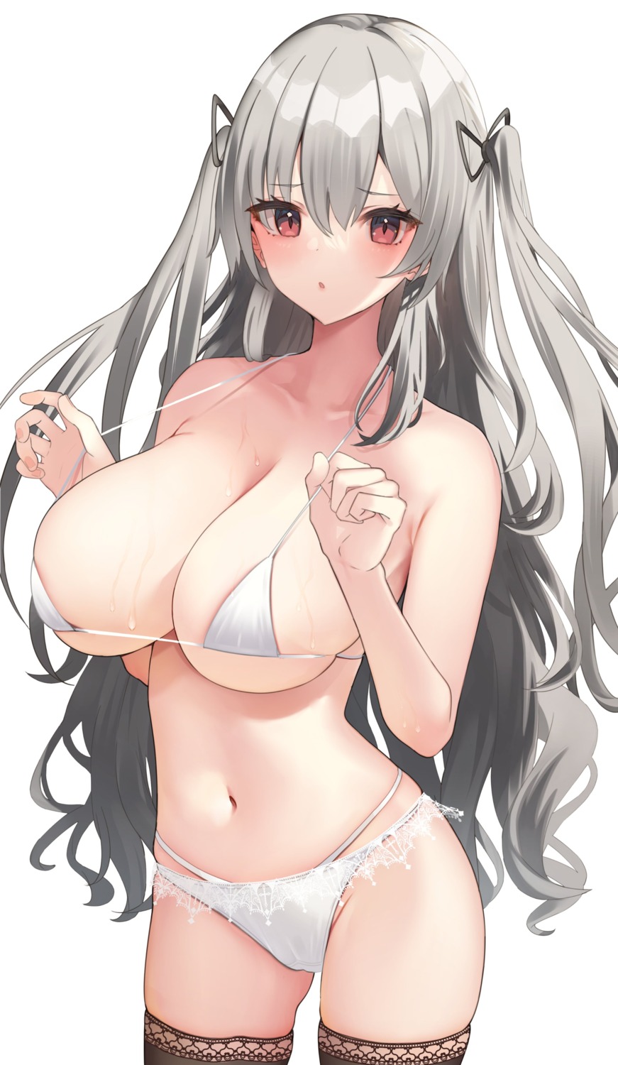 amrita_(amber78gou) bikini swimsuits thighhighs undressing