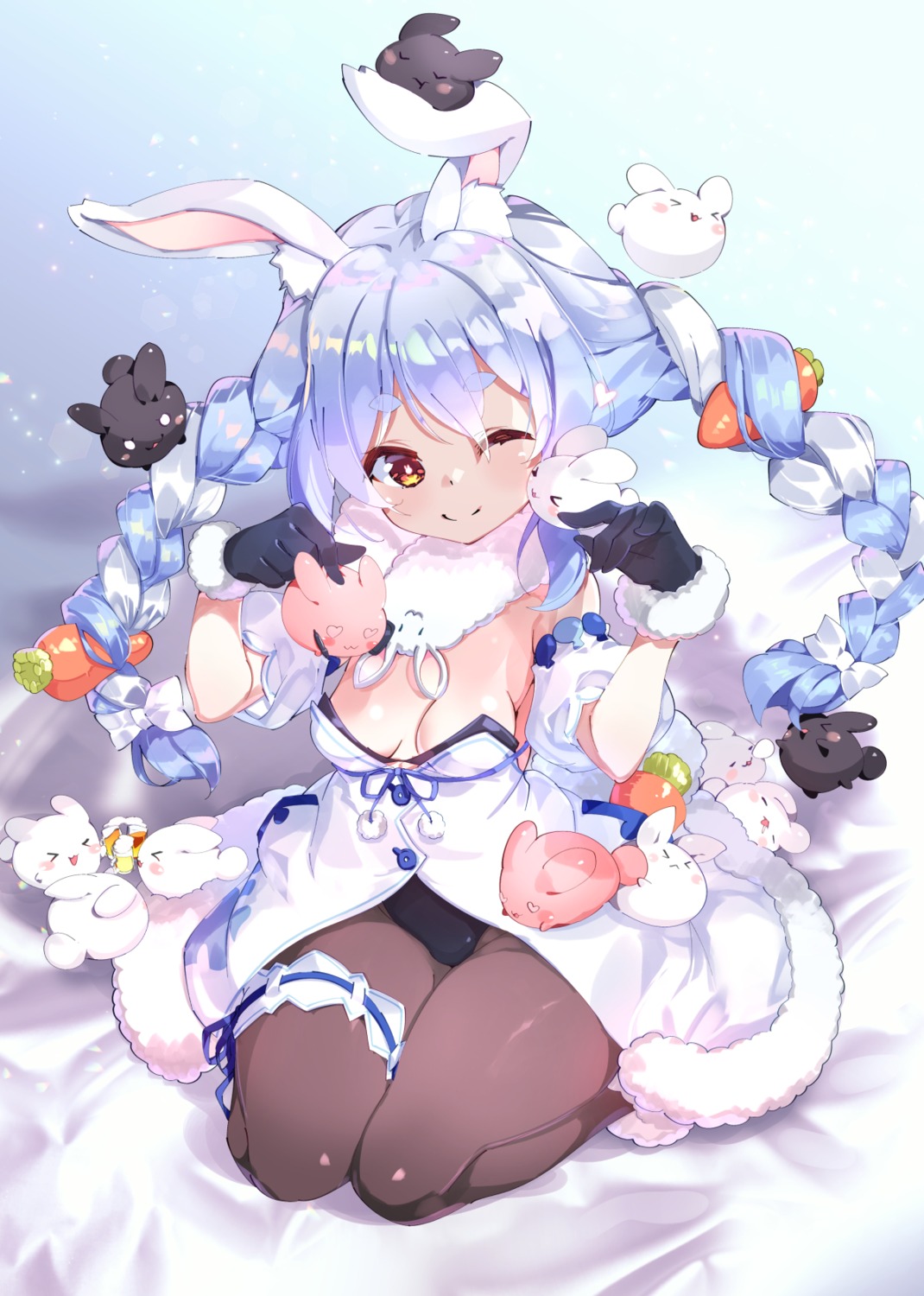 animal_ears bra bunny_ears bunny_girl fujishimasei_1_gou garter hololive pantyhose usada_pekora