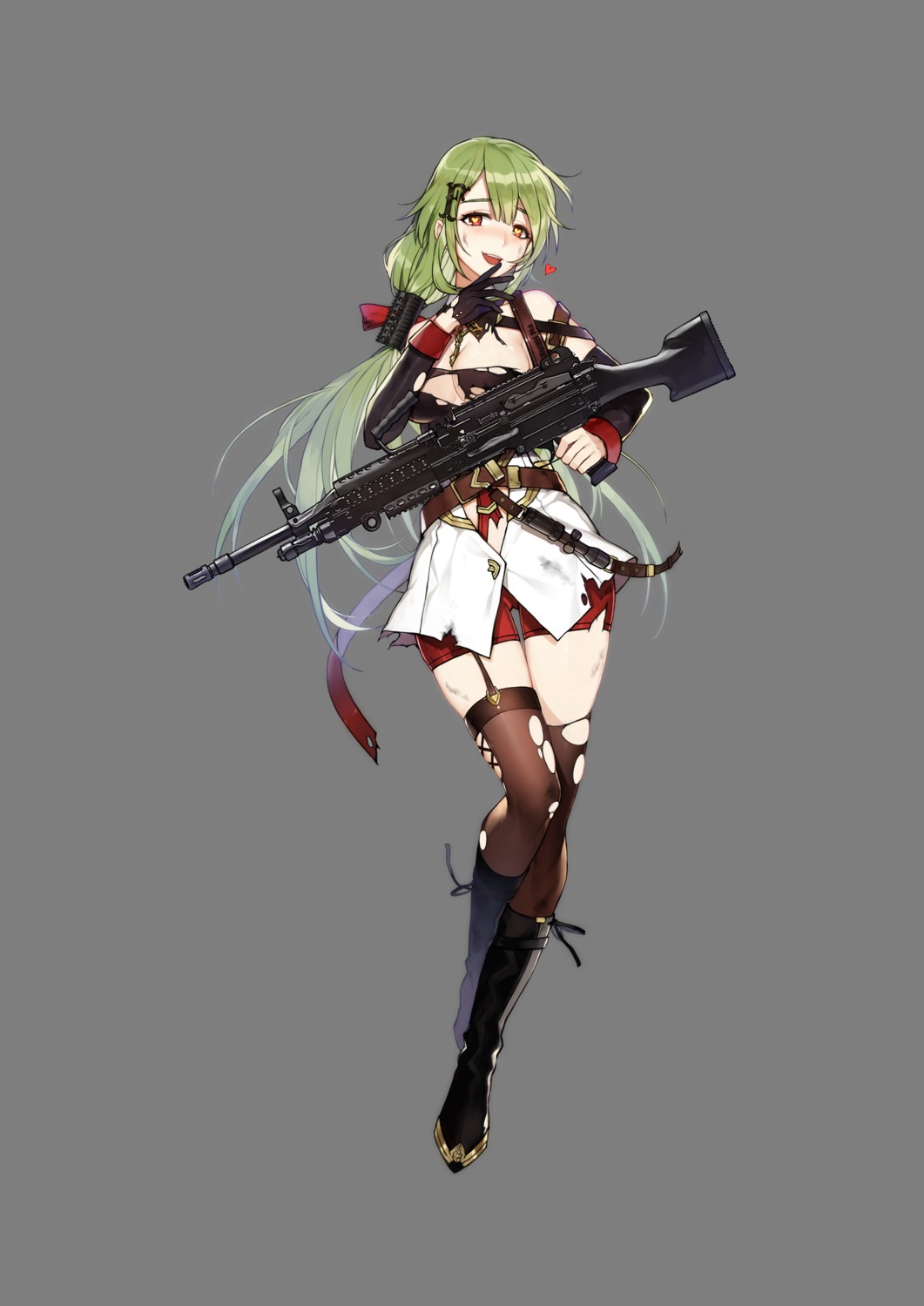 girls_frontline gun mk48_(girls_frontline) no_bra sa_(h28085) stockings thighhighs torn_clothes transparent_png